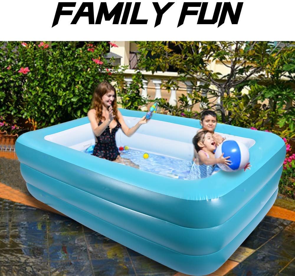 Inflatable Swimming Pool for Kids, 59" X 45" X 20" Kiddie Pools with Inflatable Soft Floor, Durable Blow Up Pools for Backyard