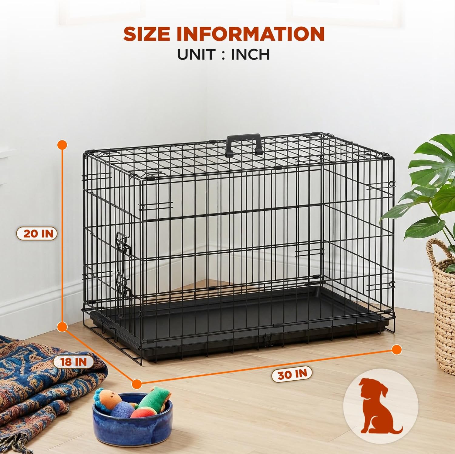 BestPet | Dog Crate | 48" | Black | Foldable Metal Kennel with Double Doors