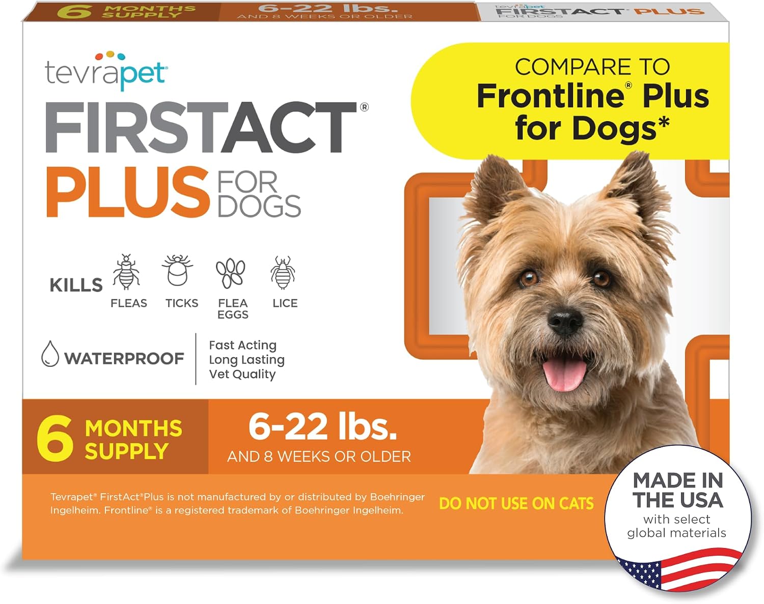 FirstAct Plus Flea Treatment for Dogs, Small Dogs 6-22 lbs, 3 Doses, Same Active Ingredients as Frontline Plus Flea and Tick Prevention for Dogs