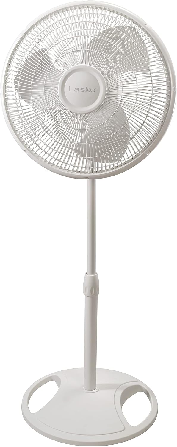 Lasko Oscillating Pedestal Fan - Adjustable to 47" - 2520 - White | Cooling Standing Fan for Bedroom, Living Room, and Home Office, 16" Blade Diameter