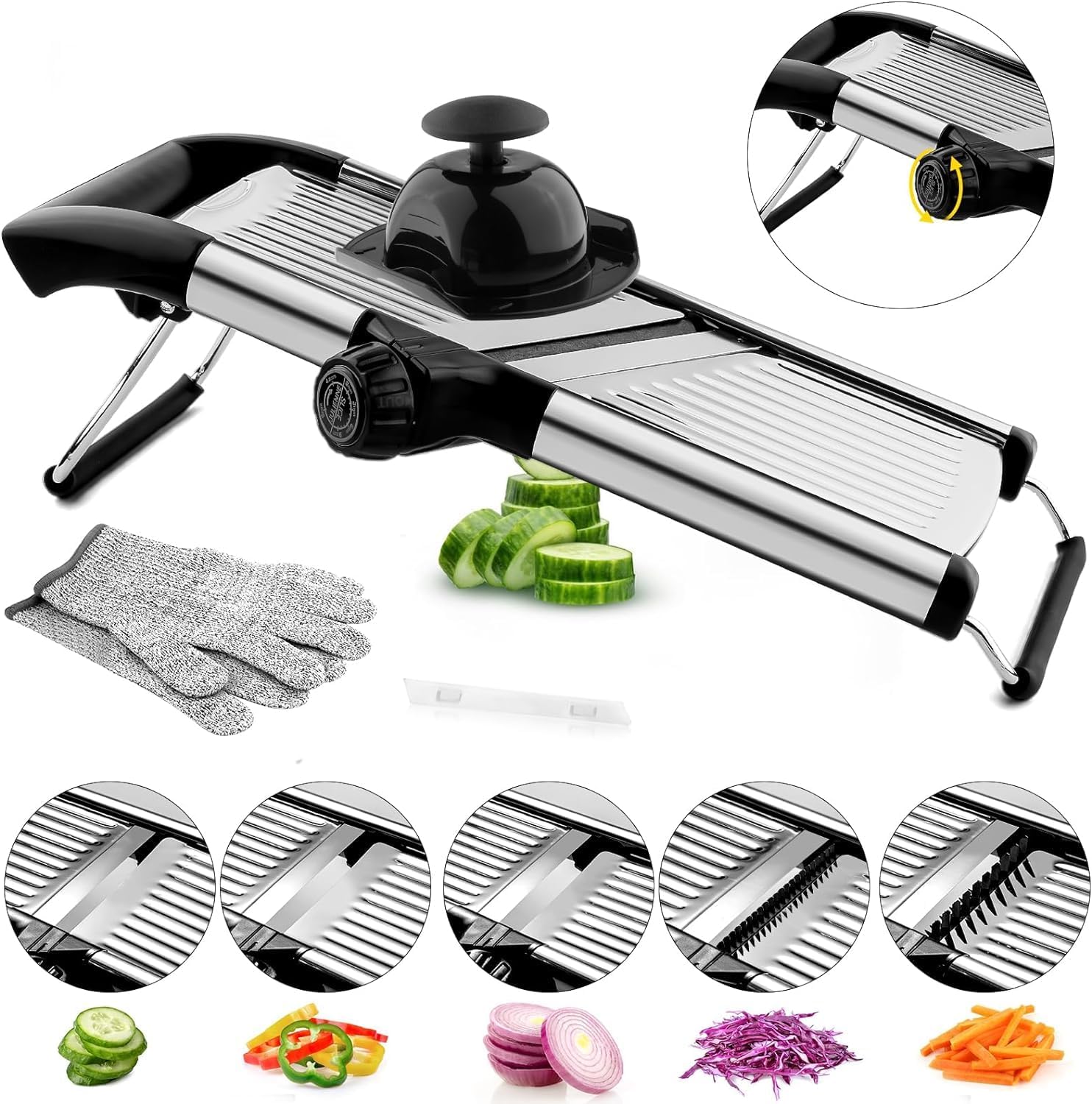 VEKAYA Mandoline Slicer, Mandoline Slicer for Kitchen, Adjustable Mandolin, Stainless Steel Mandoline, Vegetable Slicer, Potato, Onion, Cucumber