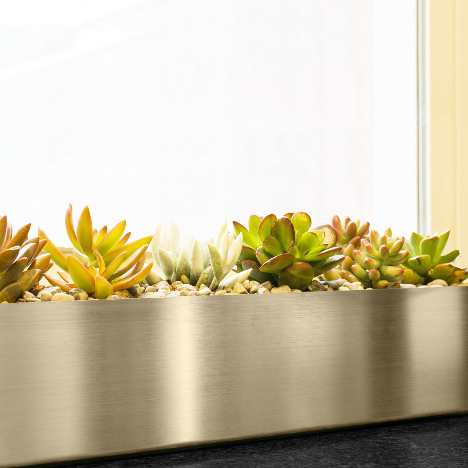 Buhbo Modern Metal Trough Rectangle Planter 32 inch, White