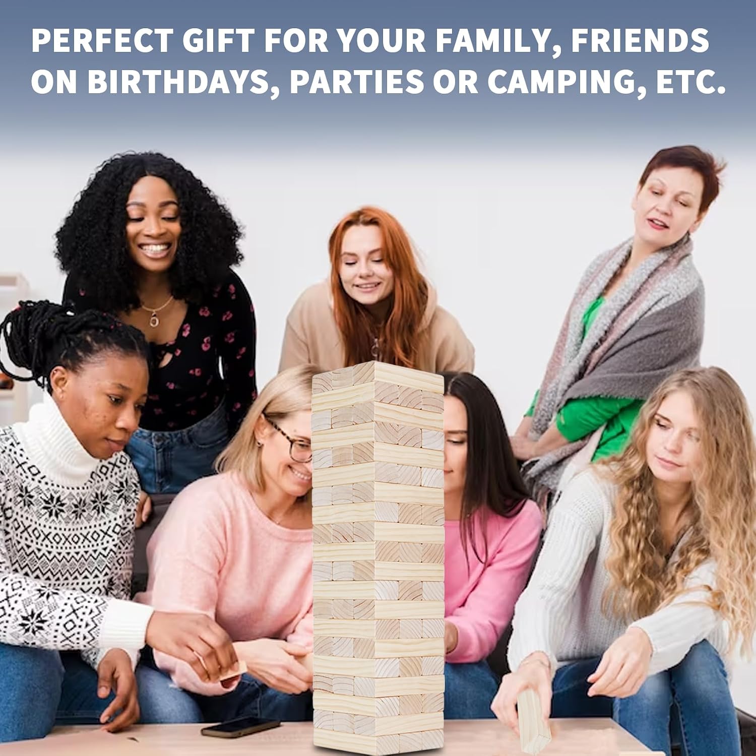 Megwoz Giant Tumble Tower Games for Kids and Adults 57 Blocks New Zealand Pine Wooden Blocks Stacking to Over 4.2FT Family Game for Indoors Outdoors