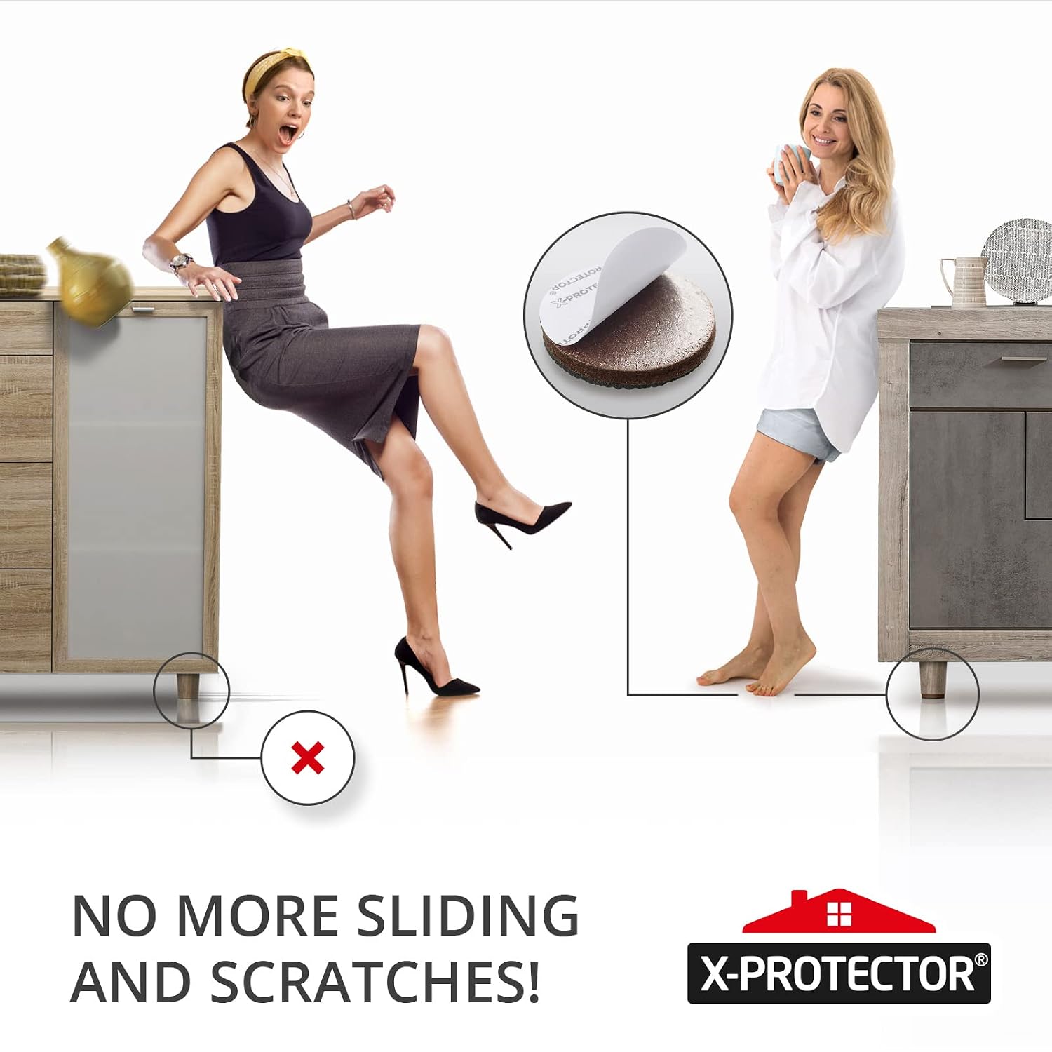 X-PROTECTOR Non Slip Furniture Pads – 12 Premium Furniture Grippers 3"! | Best SelfAdhesive Rubber Feet Furniture Feet – Ideal Non Skid Furniture Pad Floor Protectors – Keep Furniture in Place!