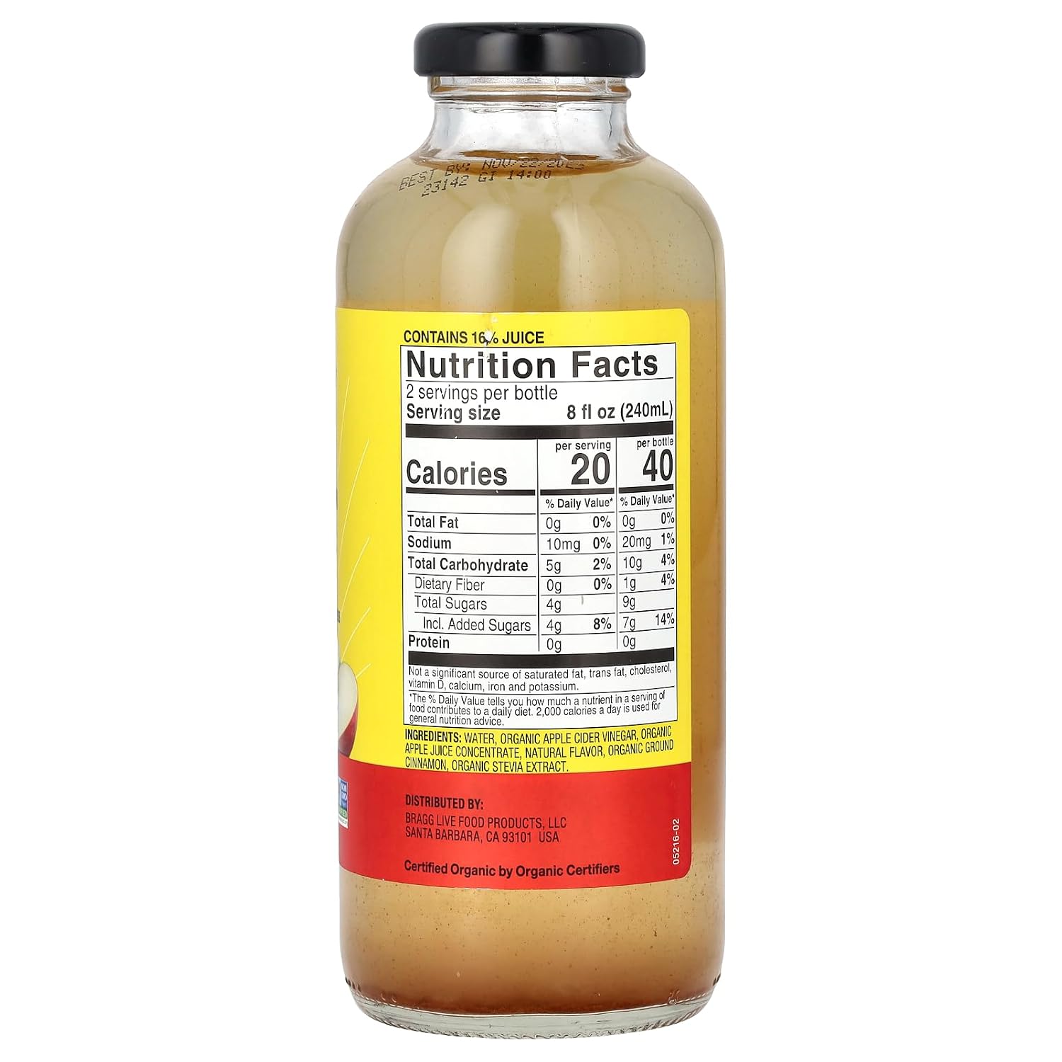 Bragg Refreshers Organic Apple Cinnamon Apple Cider Vinegar Beverage, 16 Fl Oz