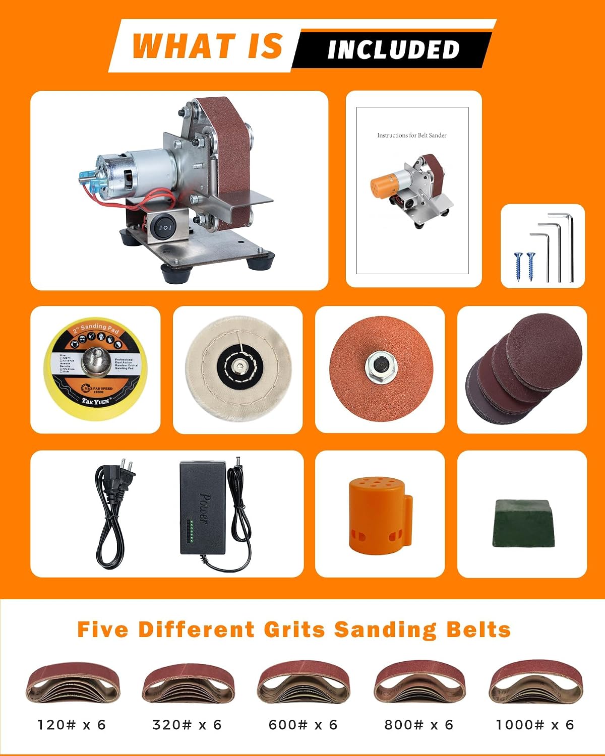Mini Belt Sander, Electric Small Sander Knife Sharpener, 5"x6.8"x5.5" | Compact Design, Multi-Purpose, Electric Powered, Knife Sharpening, Portable Sander