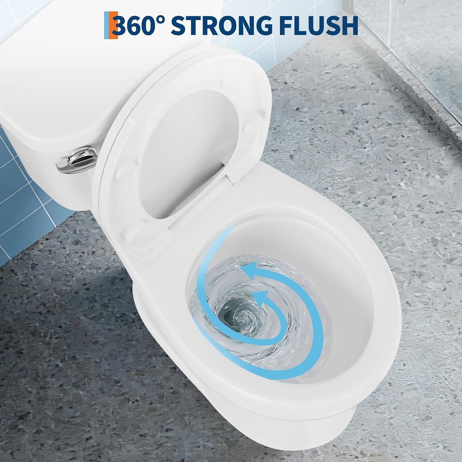 Two-Piece Toilets for Bathrooms, Comfort ADA Toilet with 19" Height, Elongated with Soft Close Seat, Power Flush 1.28 GPF