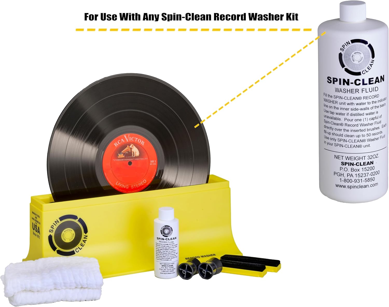 Spin-Clean Record Washer Fluid 32oz. | Alcohol-Free Record Cleaner Solution | Vinyl Record Cleaner Fluid