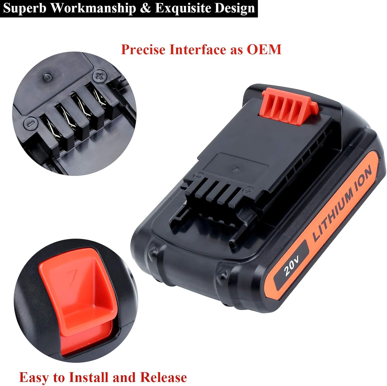 Lasica 2Pack 4.0Ah 20V MAX LBXR20 Compatible with Black and Decker Weed Eater 20V Battery LB2X4020 LBXR2020-OPE LBXR20-OPE2 LBXR20B-2 LB2X3020-OPE