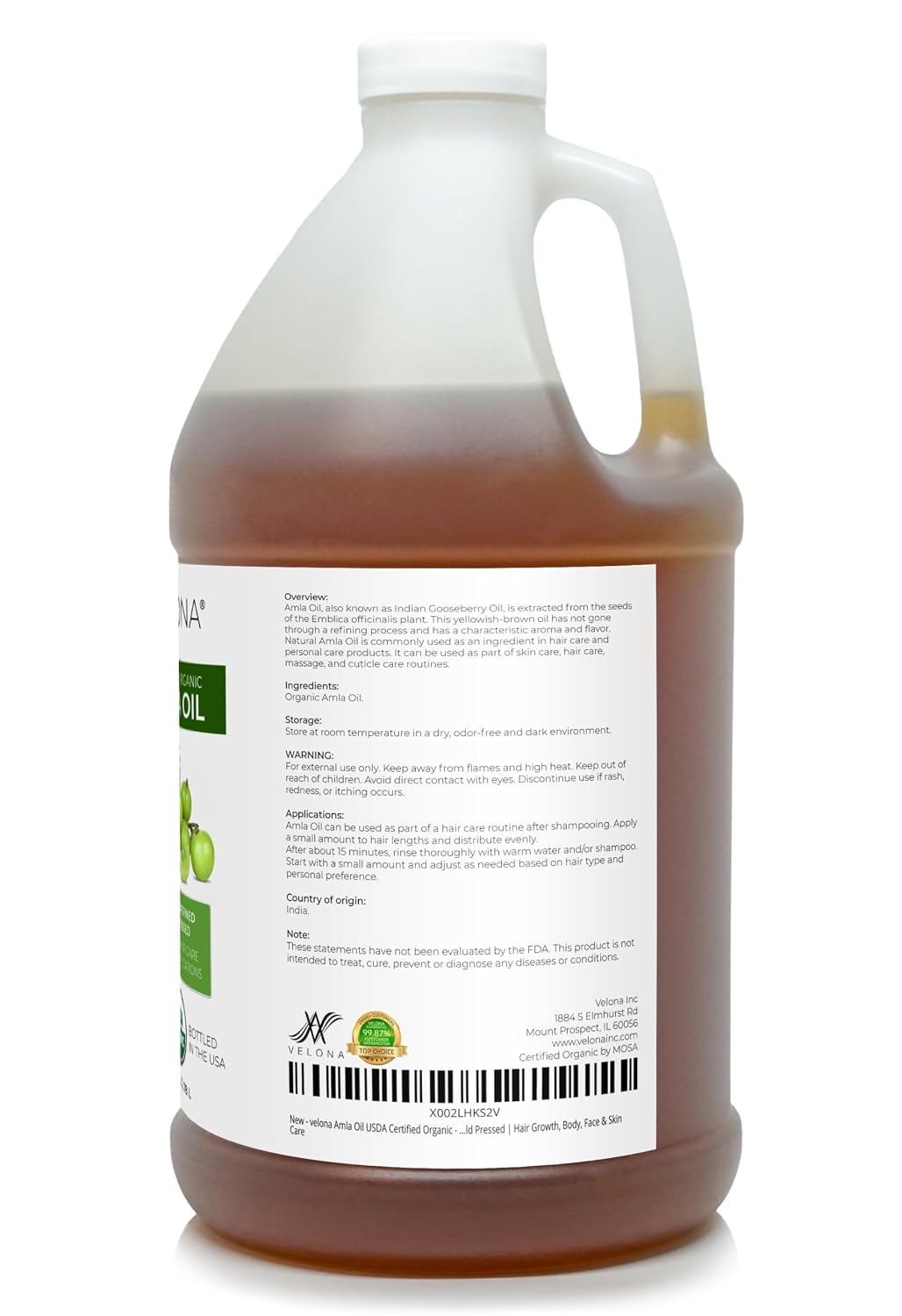 velona USDA Organic Pumpkin Seed Oil - 1 Gallon / 128 fl oz, Cold Pressed