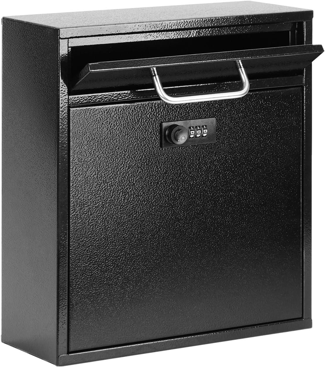 KYODOLED Steel Key Lock Mail Boxes Outdoor, Locking Wall Mount Mailbox, Security Lock Drop Box, Collection Boxes for Home, Office or Commercial,16.2H x 11.2L x 4.6W Inches, Black X Large