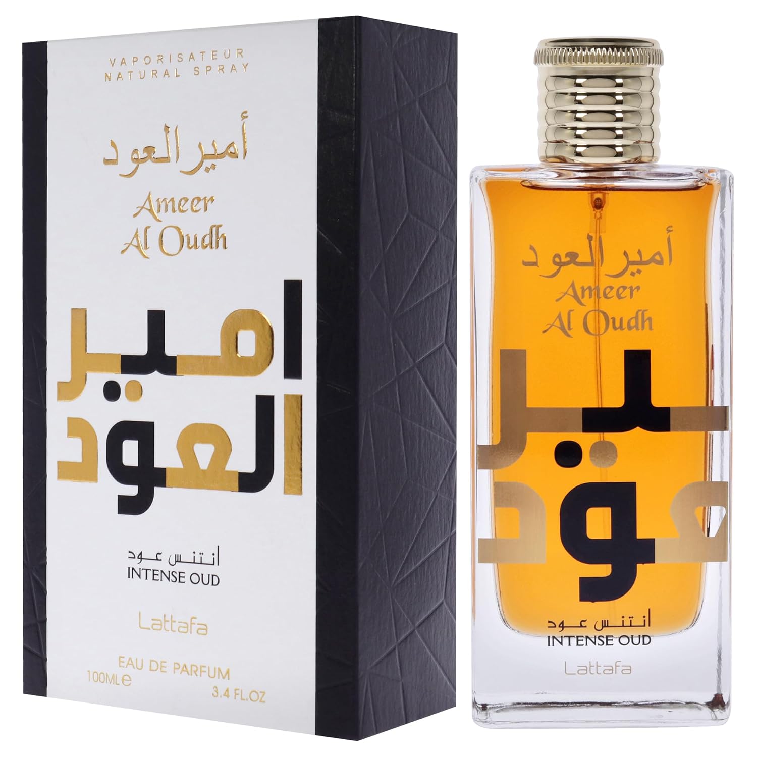 Lattafa Ameer Al Oud Intense Oud for Unisex Eau de Parfum Spray, 3.4 Ounce