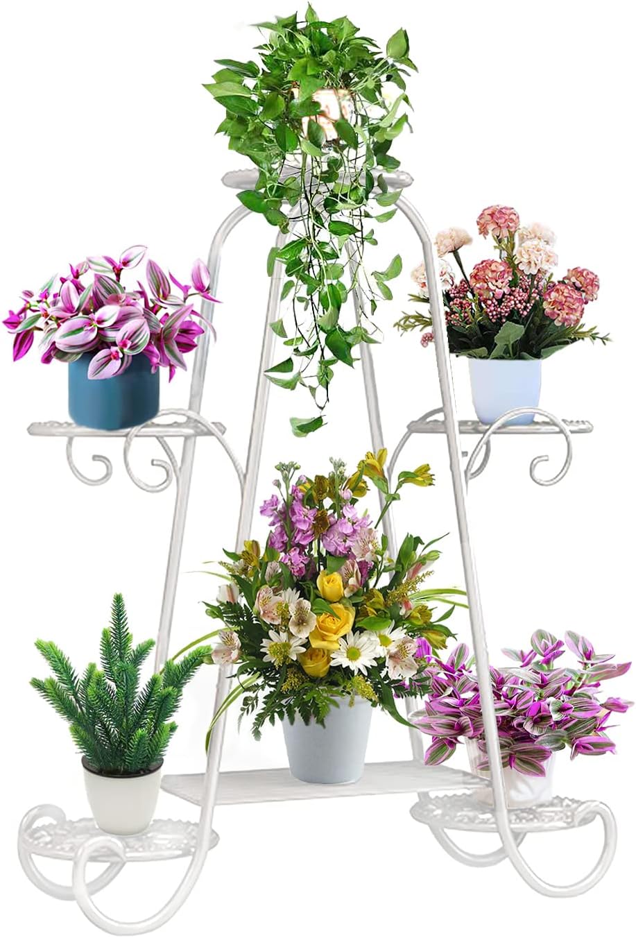 CarolynDesign 6 Tier Metal Plant Stand for Indoor and Outdoor, Multi Flower Pot Holder Shelf for Living Room Patio Lawn Garden Balcony