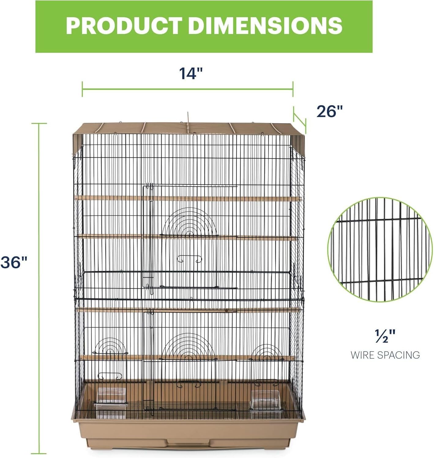 Prevue Pet Products Tall Flight Bird Cage - Blue & White | Stand Alone Large Metal Birdcage for Parakeets, Cockatiels, Conures, Lovebirds, Finches, and Canaries