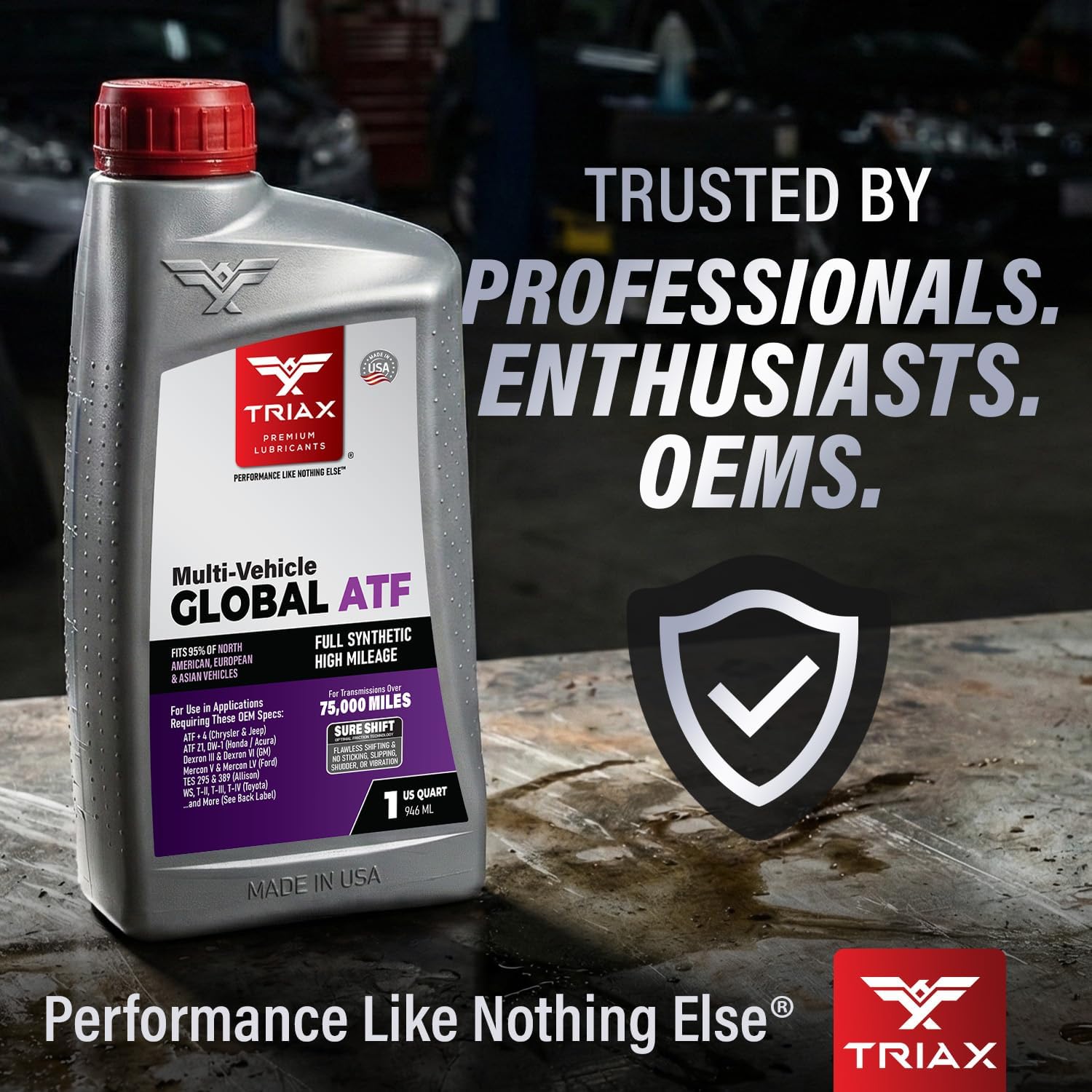 TRIAX Multi-Vehicle Global ATF Full Synthetic | Compatible with Honda DW-1, Dexron III & VI, Mercon V, Nissan Matic, ATF +4, TES 295 & More | OEM Grade Automatic Transmission Fluid (1 Quart)