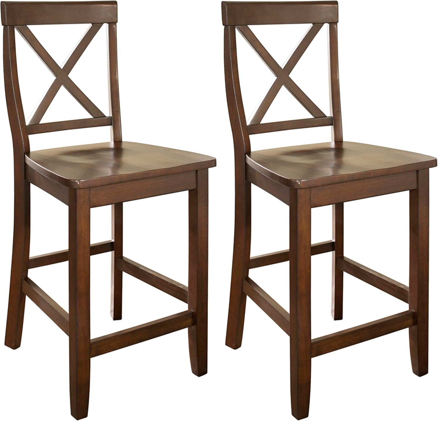 Crosley Furniture X-Back Wood Bar Stools Set of 2, Black, 30-inch