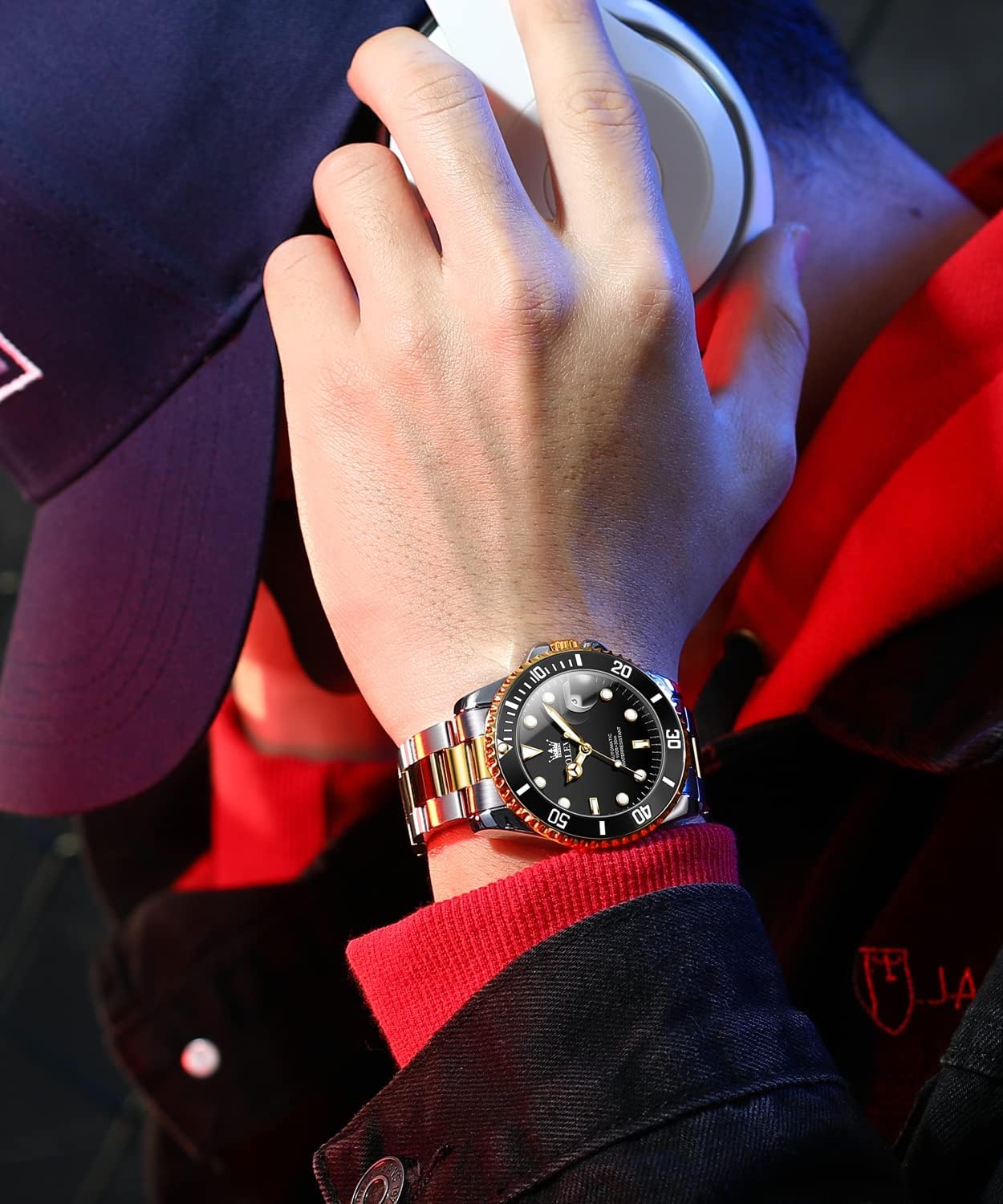 OLEVS Watch Men Luxury Dress Stainless Steel Date Analog Watch Waterproof