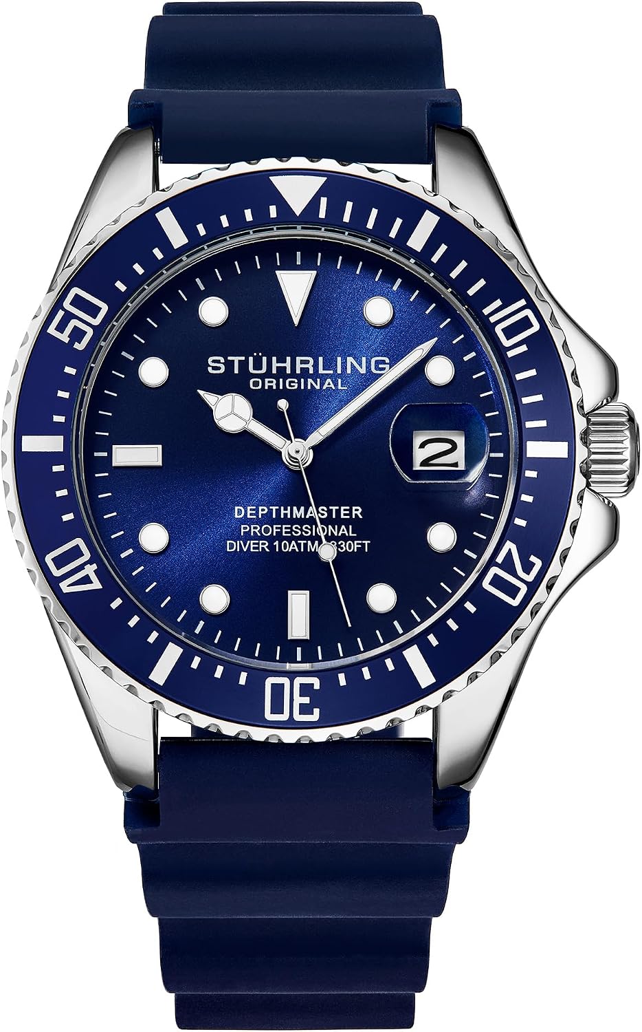 Stuhrling Original Men’s Dive Watch 42mm Stainless Steel, Japanese Quartz Mens Sport Watch, Rubber Strap, Water Resistant to 330 FT, Versatile and Comfort Fit