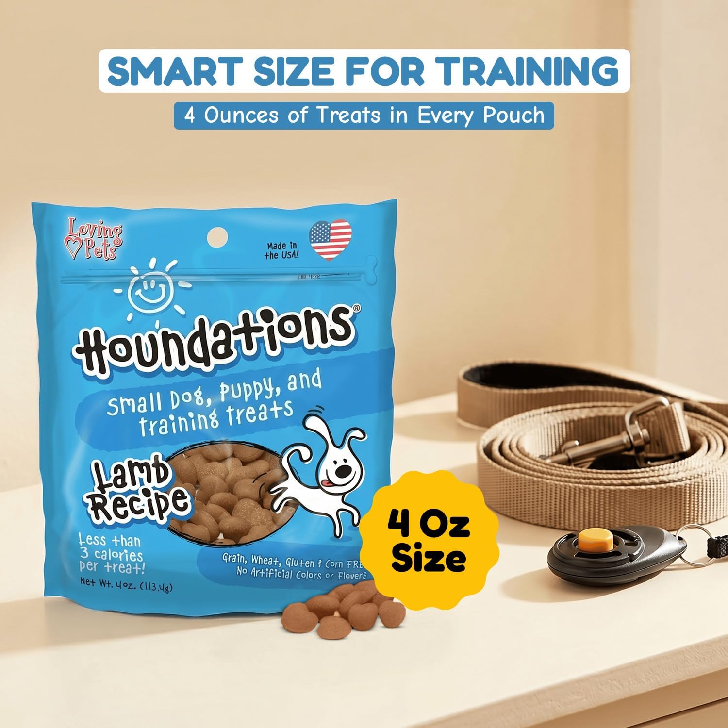 Loving Pets Houndations Chicken Dog Training Treats | All Natural | 2.6 Calories Per Treat | Grain-Free, Wheat-Free, Gluten-Free & Corn-Free | for Small Dogs & Puppies, 4 oz
