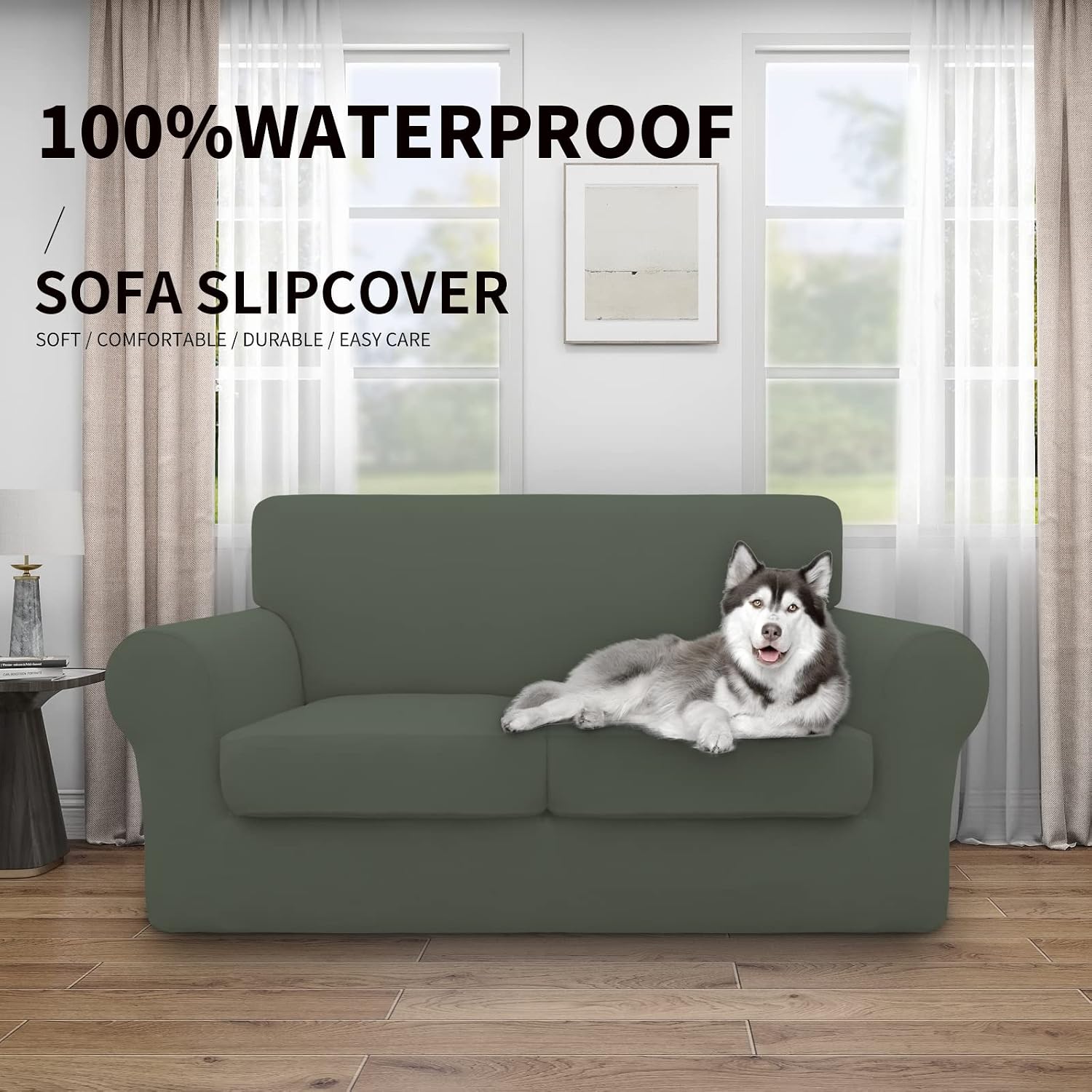 Easy-Going 4 Pieces Waterproof Recliner Chair Slipcover Washable | Stretch Soft Couch Cover for Dogs, Sofa Slipcover for Recliner Couch Furniture Protector for Kids, Pets Dark Gray