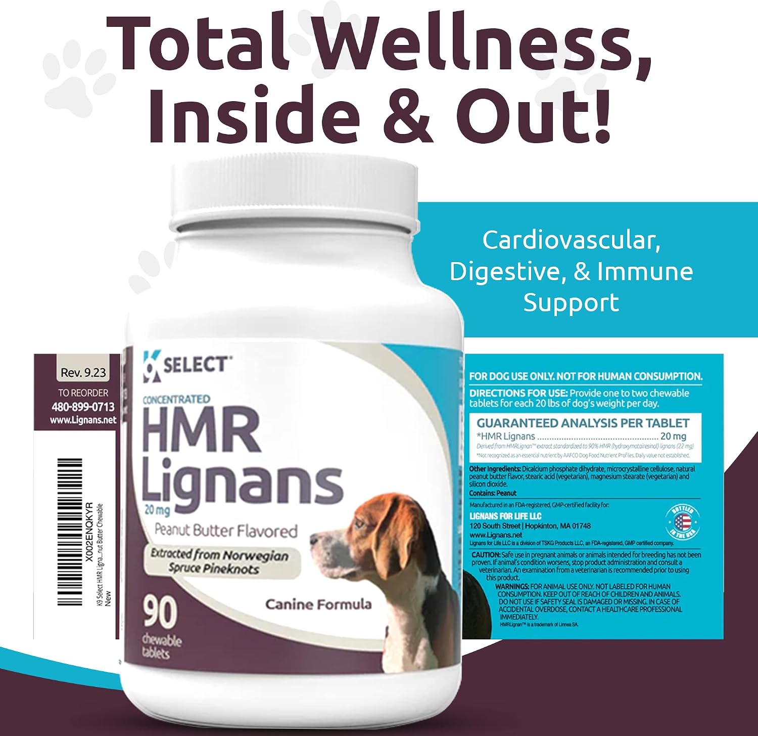 HMR Lignans for Dogs - Enhancer for Overall Wellness, Immune Support for Dogs - Norway Spruce Extract Holistic Dog Health - Digestion