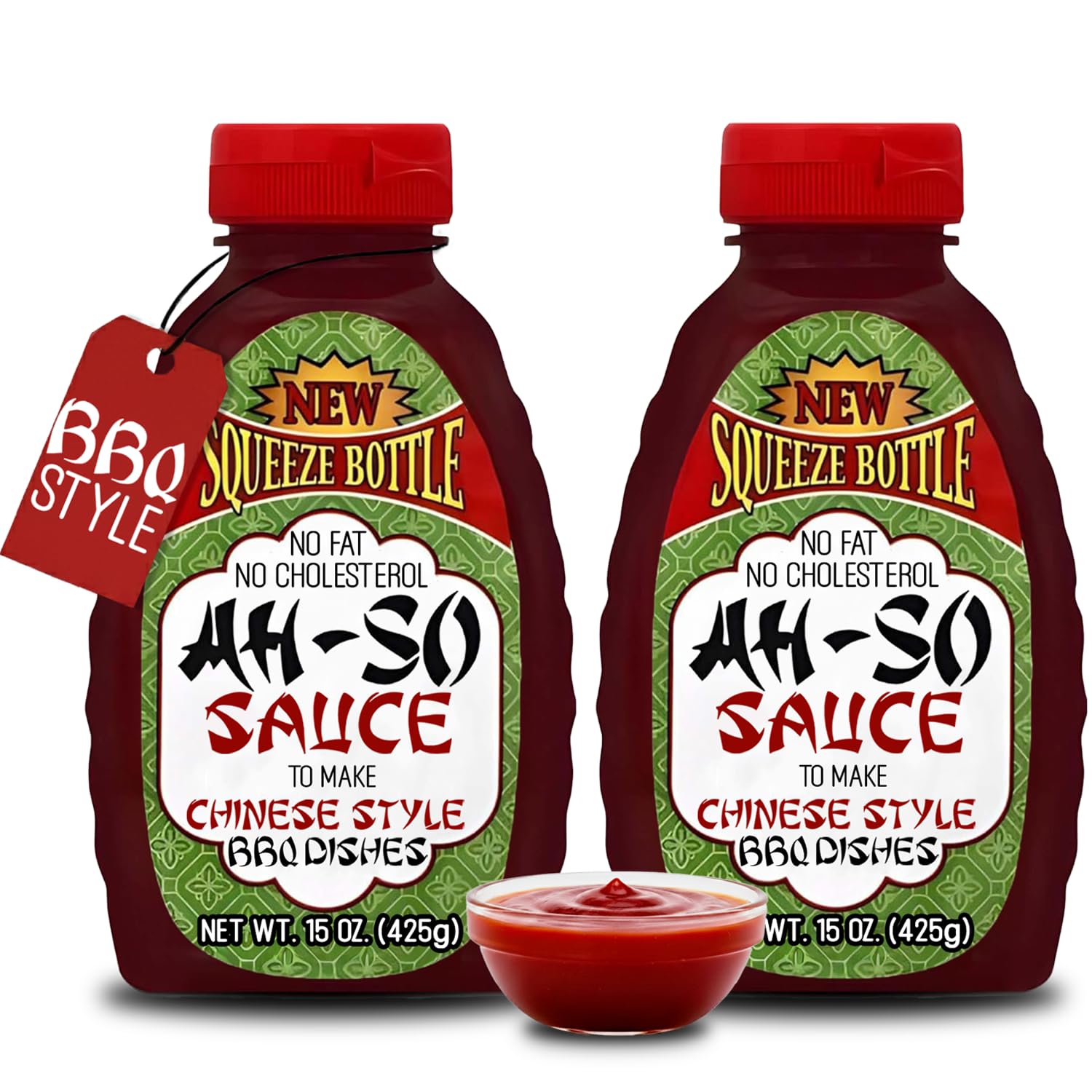 Ah-So Chinese-Style BBQ Sauce, Red Rib 15 oz Squeeze Bottle – Sweet & Tangy Spare Rib Marinade and Glaze for Pork, Chicken & Wings; Classic Takeout Flavor, Ready to Use.