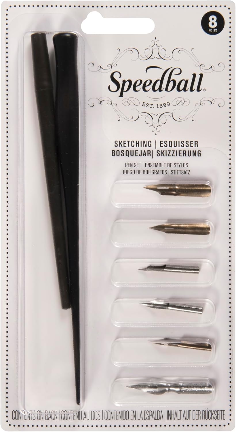 Speedball C-Series Lettering Pen Set, Left-handed - 1 Penholder w/ 6 Nibs