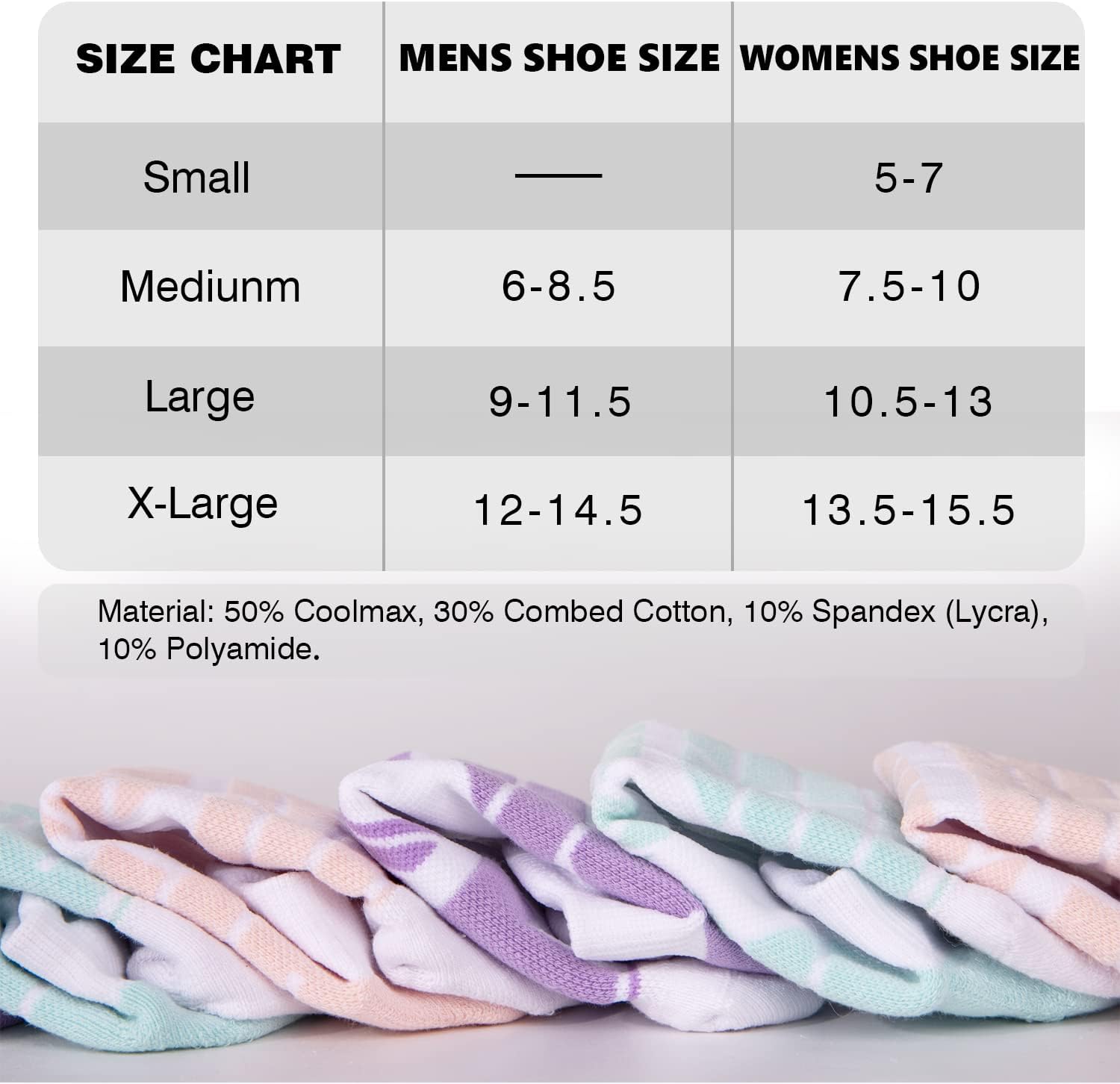 Hylaea Unisex Coolmax No Show Athletic Running Socks, Cushioned No Blisters