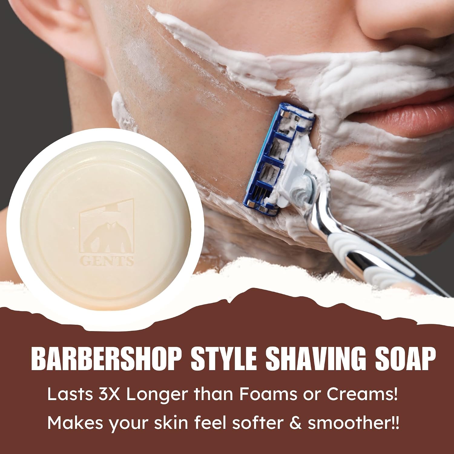 GENTS Men’s Shave Soap, 97% Natural Cedar Pine Scent, Rich Lather Wet Shaving, Traditional Shaving Soap for Men, 3oz Puck
