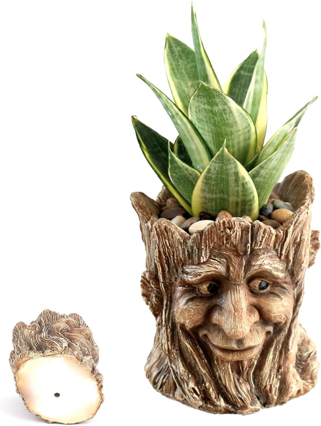 Funny Planter Head Face Plant Pot with Drainage Hole Resin Succulent Plant Holder Pencil Holder Desk Organizer Office Garden Gift (Smile Face)