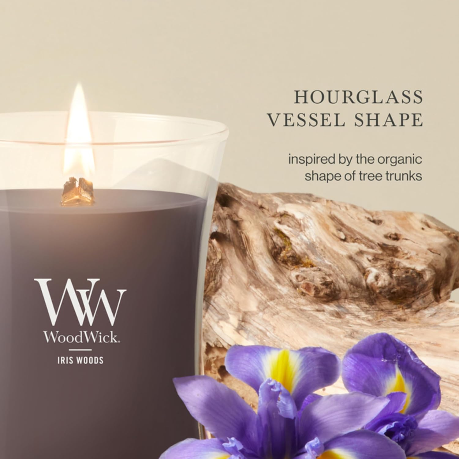 WoodWick Fireside Holiday Candle Gifts for Women and Men, 9.7 oz Medium Hourglass Candle with Crackling Wick