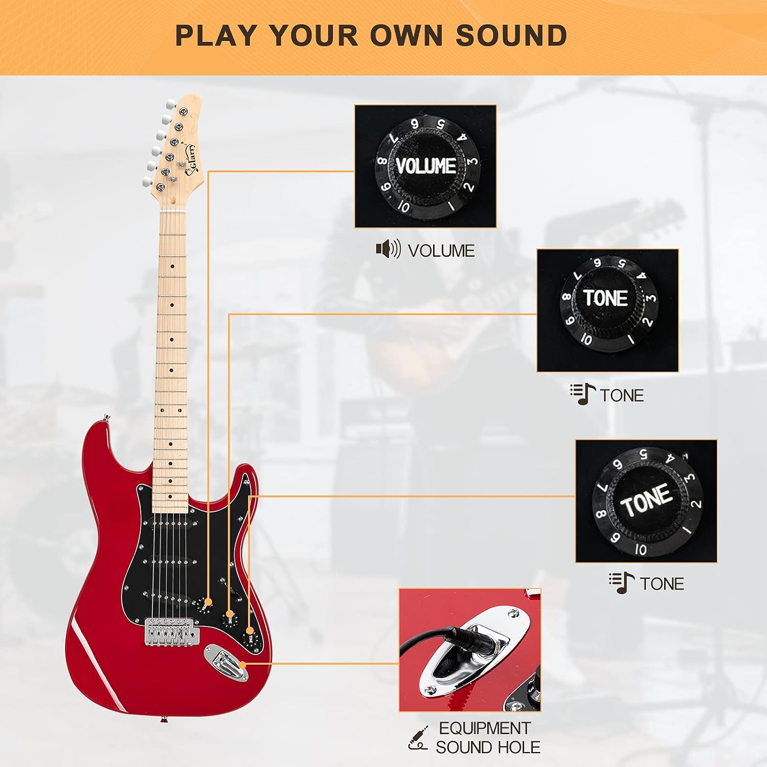 GLARRY Full Size Electric Guitar for Music Lover Beginner with 20W Amp and Accessories Pack Guitar Bag (DARK BLUE, 39" Right Handed)