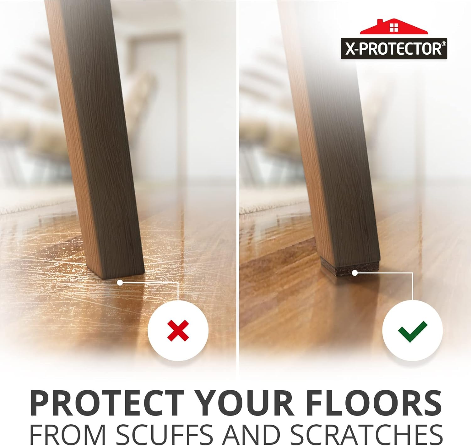 16 Heavy-Duty Felt Furniture Pads 2” 1/4” Thick X-Protector Round Felt Pads | for Furniture Feet - The Best Felt Floor Protectors for Furniture to Prevent Scratches. Protect Your Hard Floor! (Brown)