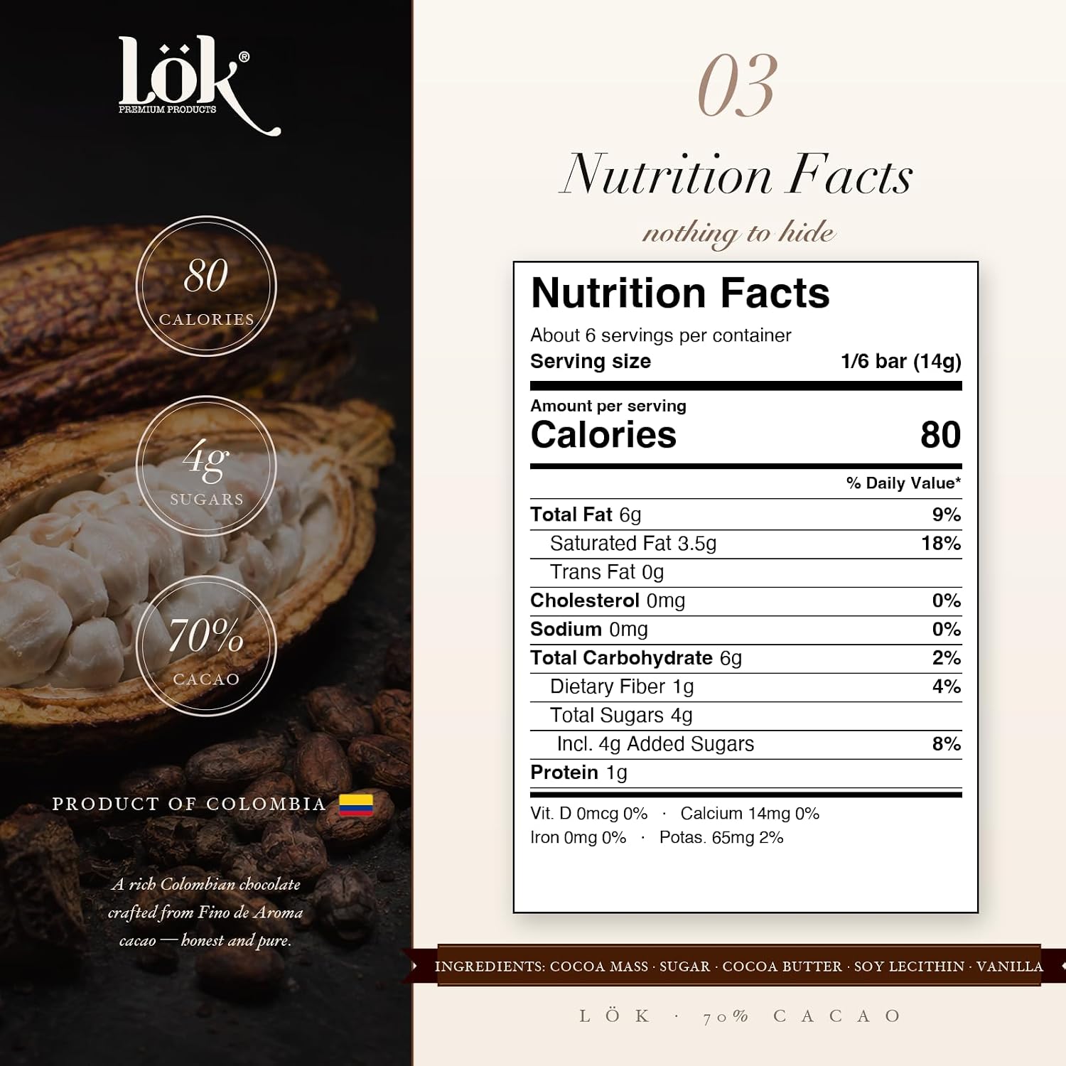 Lök Foods Dark Chocolate Bar 100% Cacao | Fair Trade, Kosher, Gluten Free, Vegan, Bean-to-Bar, Sugar-Free, No Sugar Alcohol, No Artificial Sweetener