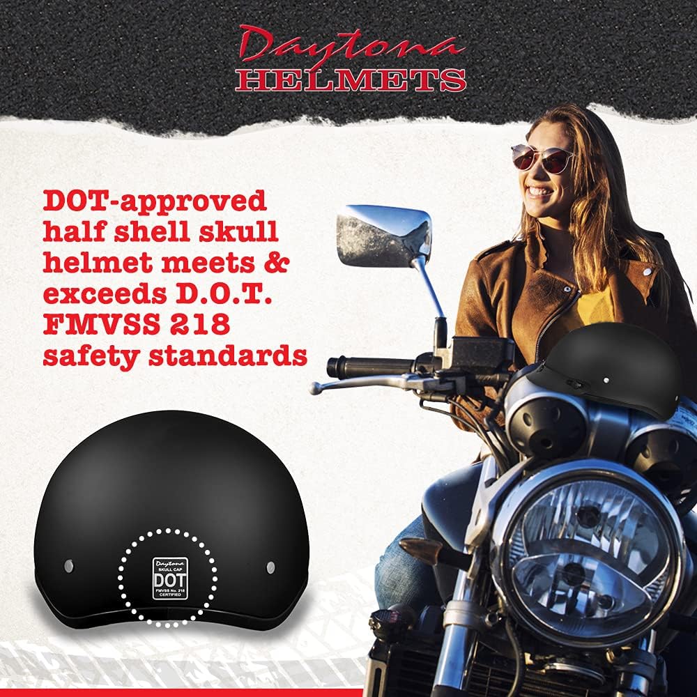Motorcycle Helmet Half Skull Cap - Lightweight & Stylish DOT Approved Helmets for Adults - Perfect for Men and Women Riders - Comfortable & Secure Fit- Stylish Protection for Everyday Riding