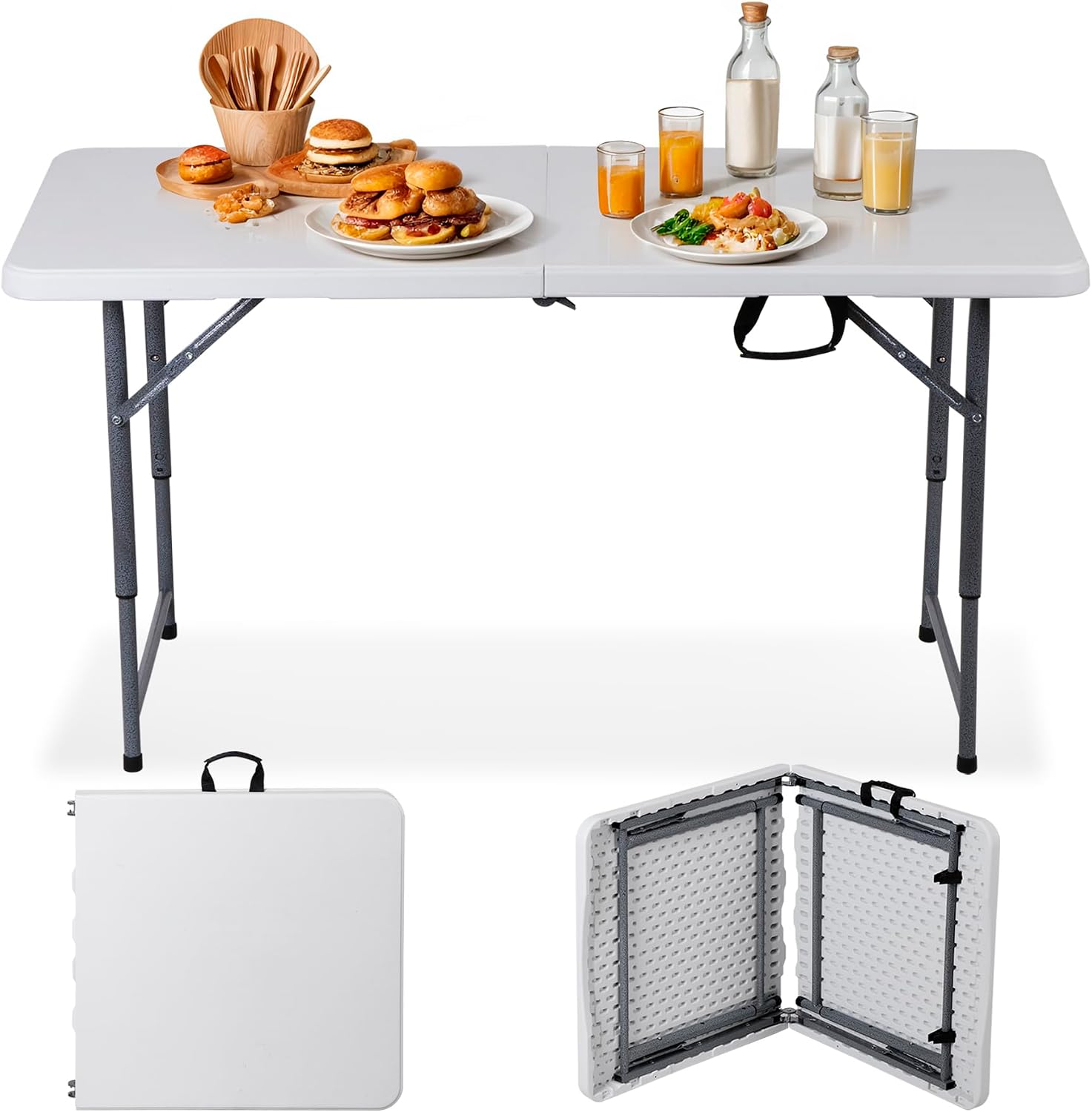 ZenStyle 3 ft Indoor Outdoor Heavy Duty Portable Plastic Folding Table
