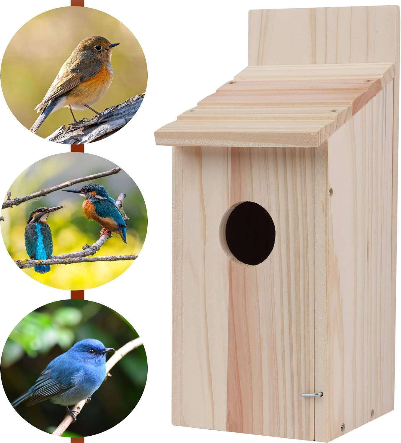 Cedar Blue Bird Box House,Hummingbird Wren Chickadee House, Assembled,1Pcs