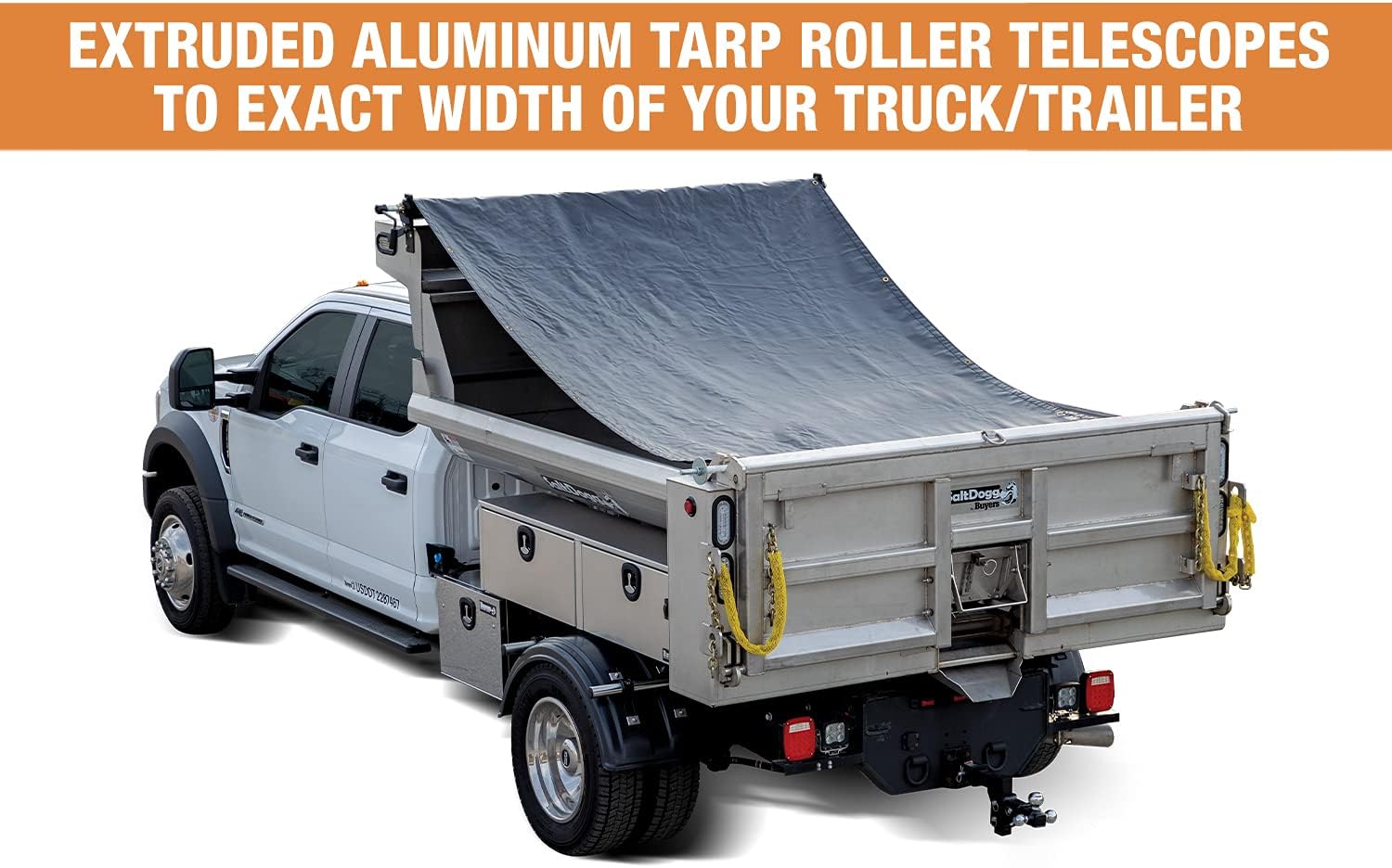 Buyers Products DTR7018 Aluminum Tarp System with Mesh Tarp, 7 x 18 Feet – Dump Body Tarp Kit, Dump Trailer Accessories, Heavy Duty Double-Stitched Hems, Brass Grommets, Telescoping Roller