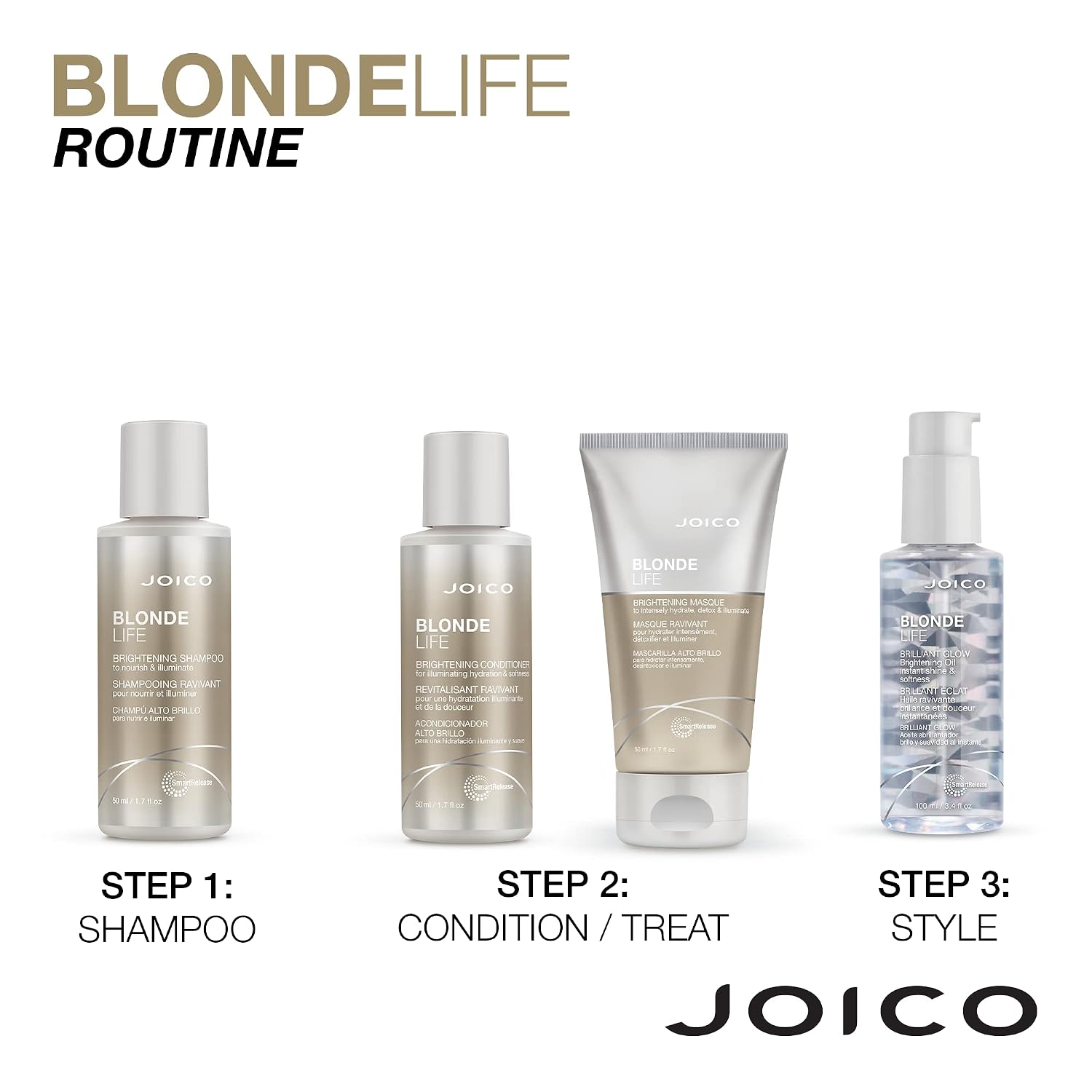 Joico Blonde Life Brightening Conditioner | For Blonde Hair | Illuminate Hydration & Softness | Add Softness & Smoothness | Sulfate Free | With Monoi & Tamanu Oil