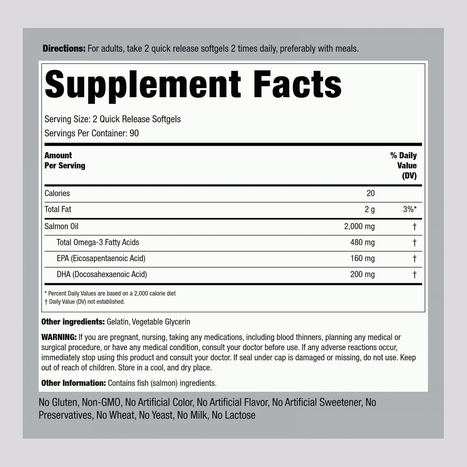 Piping Rock Wild Alaskan Salmon Oil for Humans | 1000mg | 180 Softgel Capsules | Omega 3 Supplement with EPA and DHA | Non-GMO and Gluten Free
