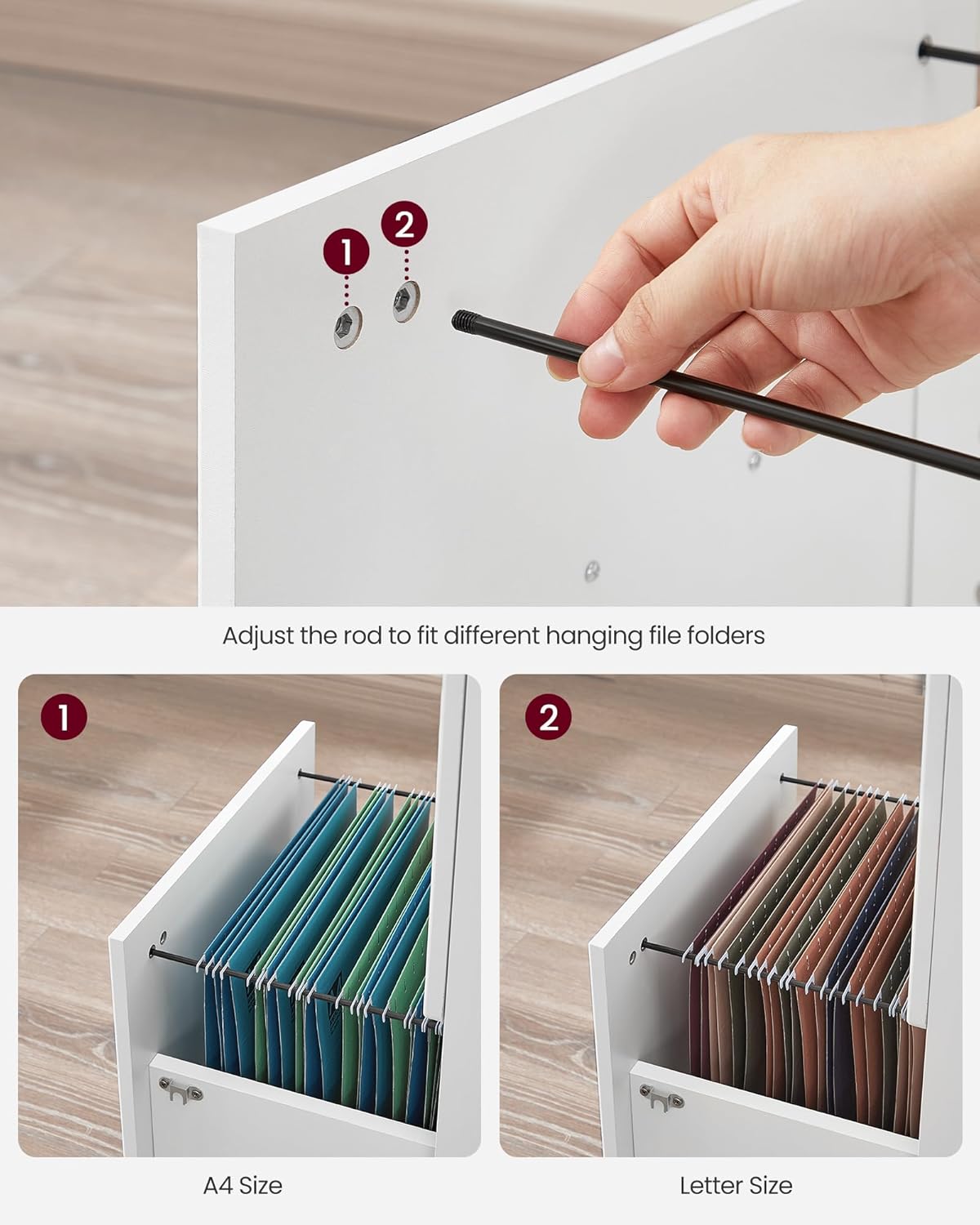 VASAGLE CUSTOS Collection - 2-Drawer File Cabinet, Locking Filing Cabinet for Home Office, Small Rolling Printer Stand, A4, Letter-Size Hanging Files