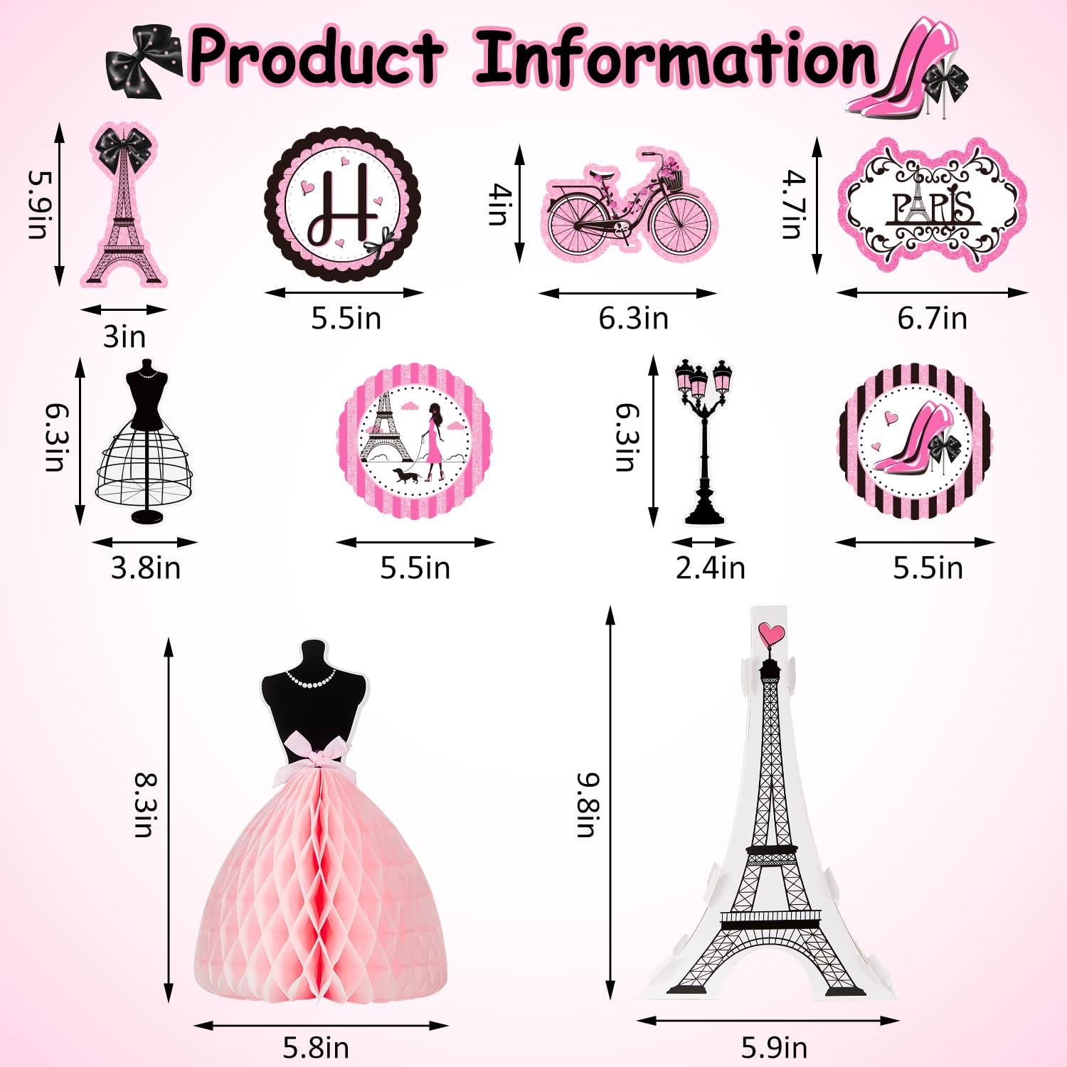 Outus Paris Birthday Party Decorations Set, Eiffel Tower Themed Decoration for Oh La La Baby Shower