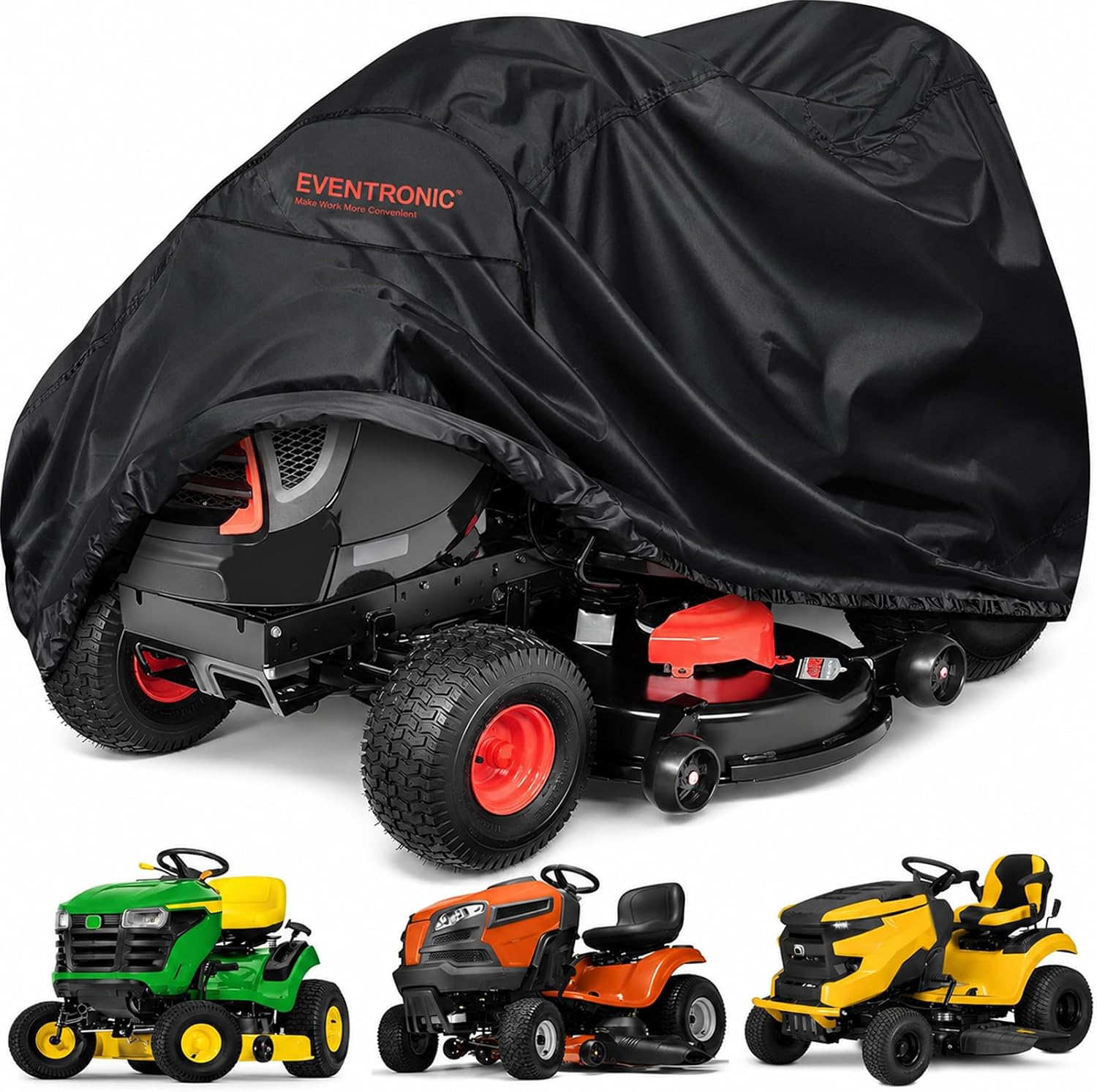 Riding Lawn Mower Cover, 54'' Lawn Tractor Cover 420D | Waterproof Heavy Duty, Elastic Hem, PU Coating Inside, Durabl Polyester Oxford