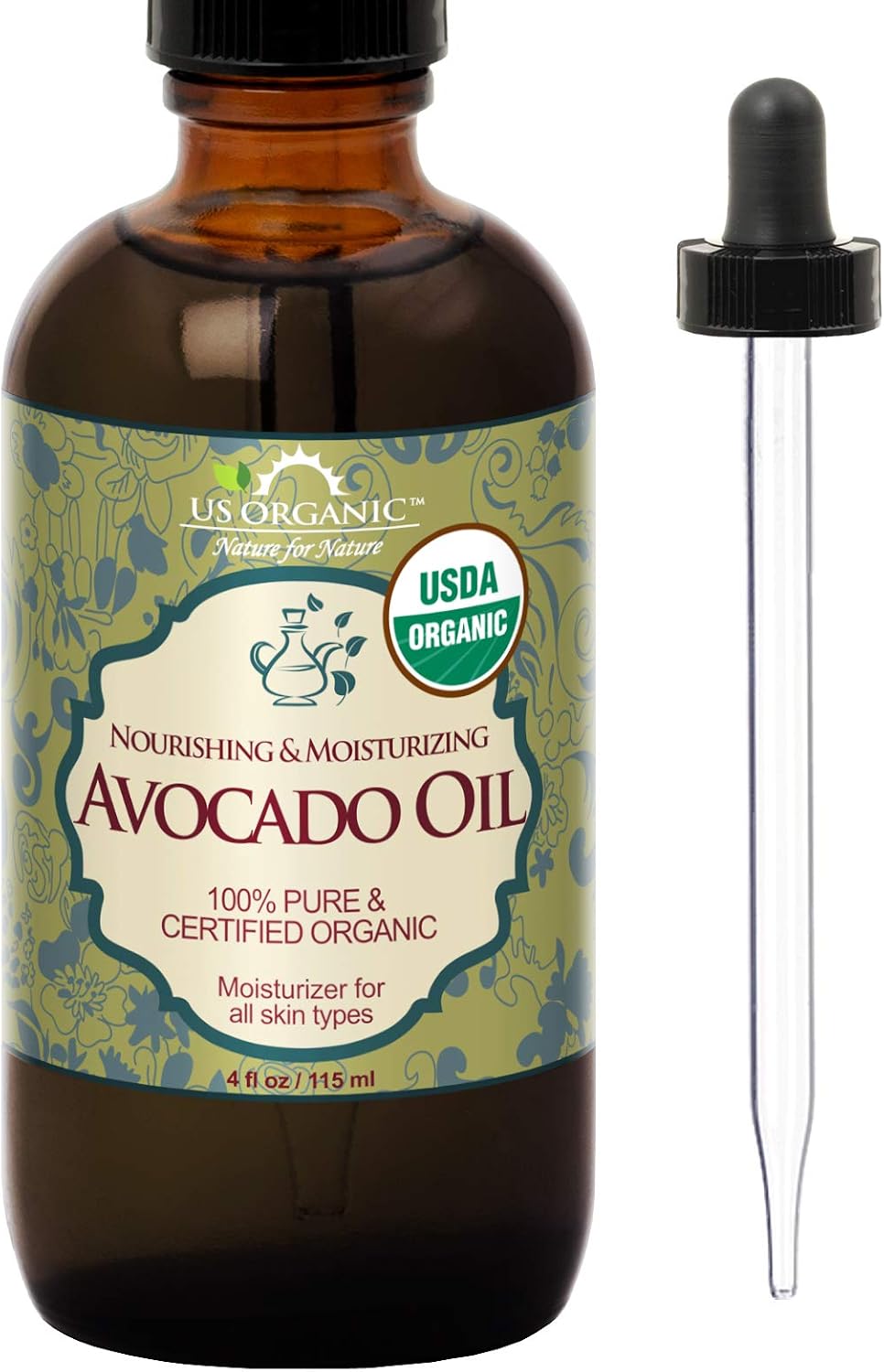 US Organic Moroccan Argan Oil, USDA Certified Organic,100% Pure & Natural, Cold Pressed Virgin, Unrefined, 2 Oz in Amber Glass Bottle, for Hair treatment, Skin, Nail, Cuticle, Sourced from Morocco.