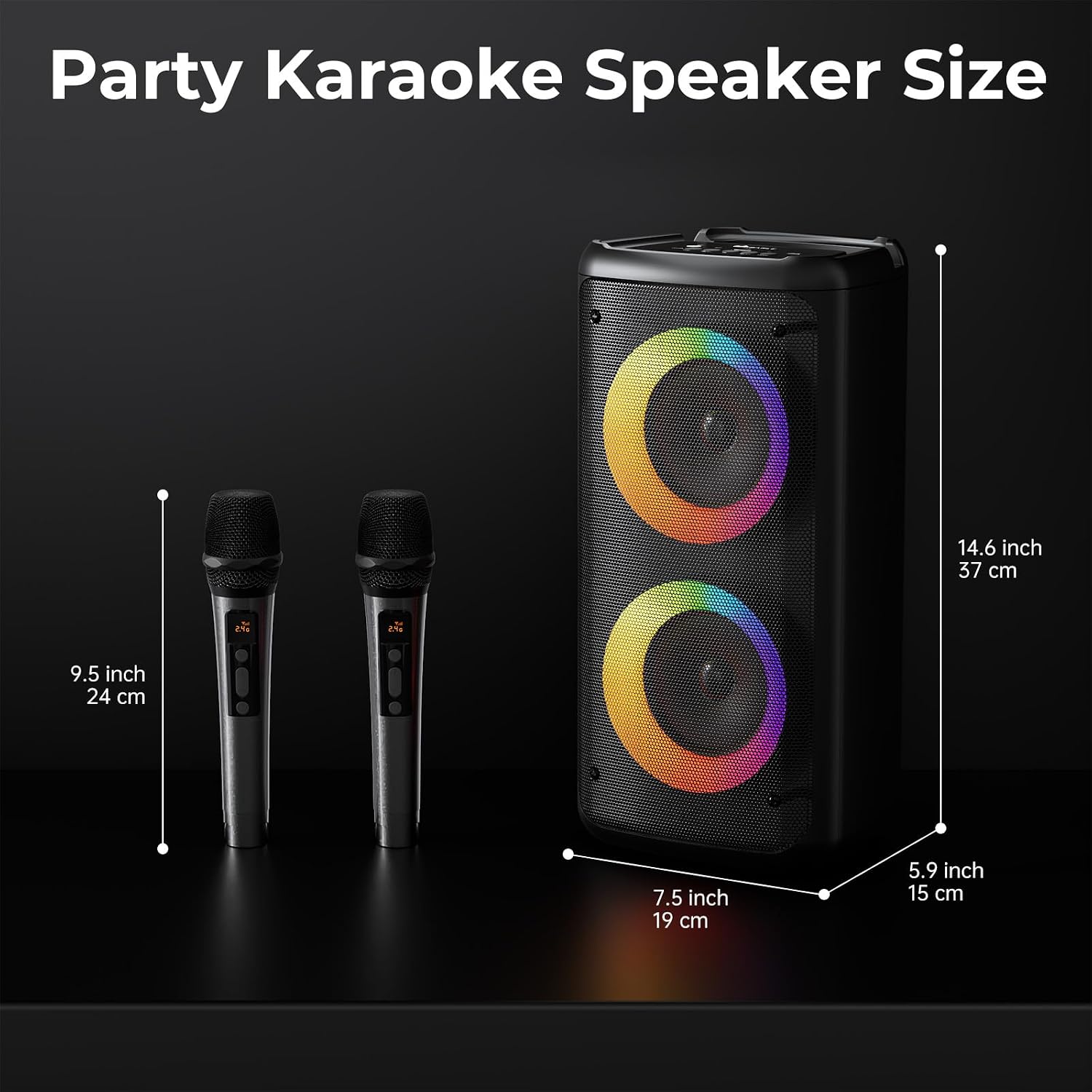 Bluetooth Speaker with 2 Wireless Microphones, 30W Big Party Speaker for Adults Kid Karaoke with Lights