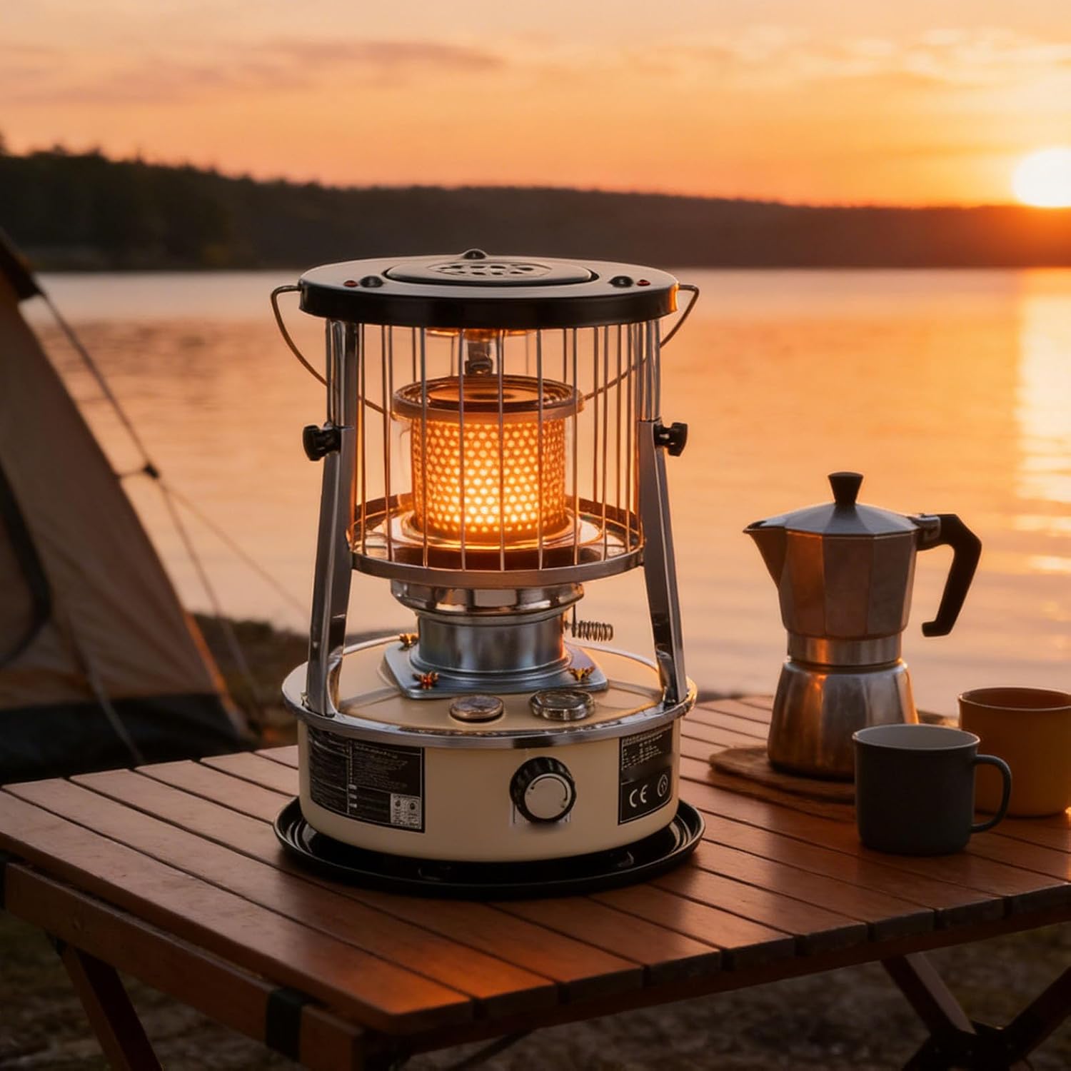 2.6KW Adjustable Height Kerosene Heater, Non-Electric Portable Radiant Heater with 25H Burn Time for Garage Camping