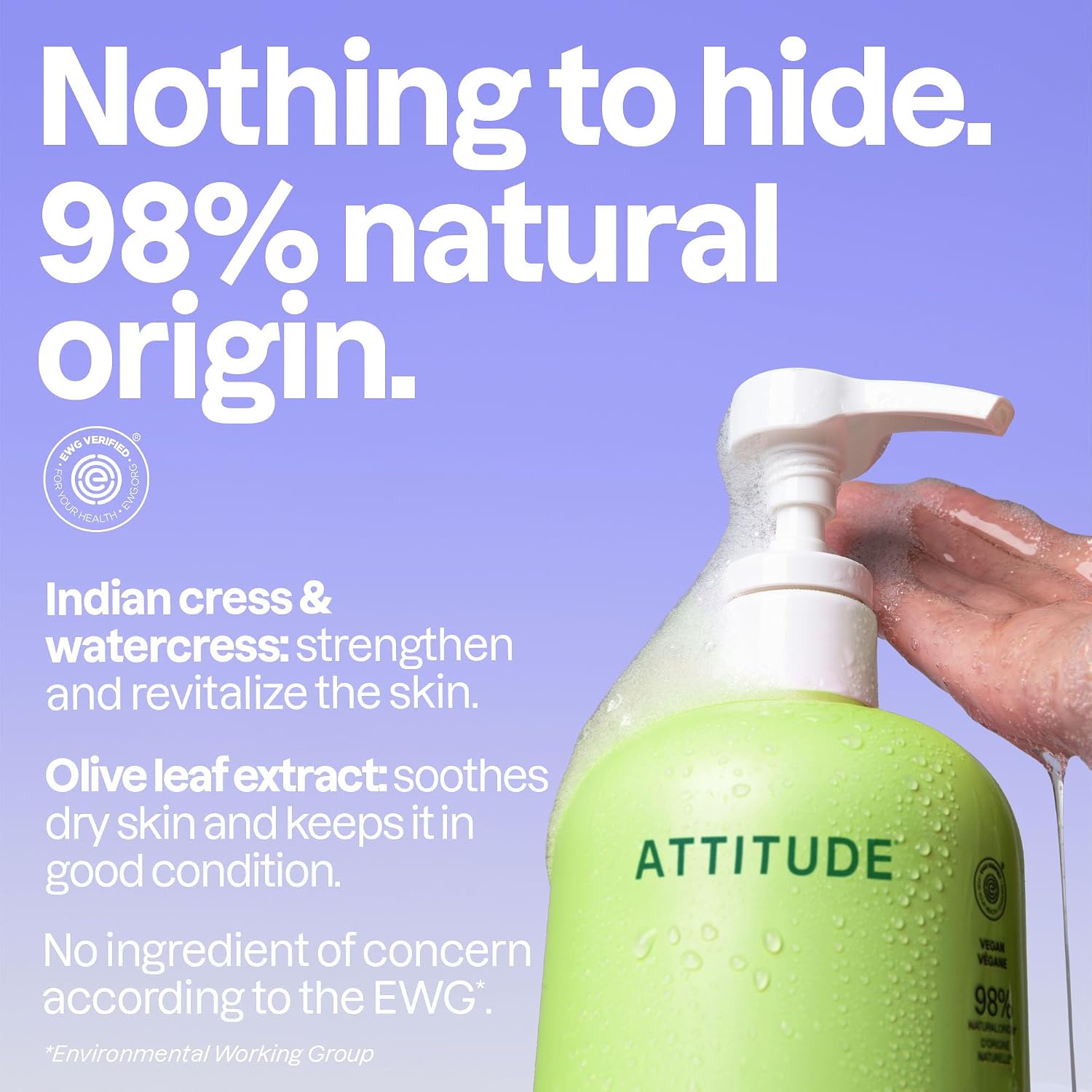 ATTITUDE Body Wash, EWG Verified Shower Gel, Dermatologically Tested, Plant and Mineral-Based, Vegan Personal Care Products, Earl Grey & Fresh Cucumber, 16 Fl Oz