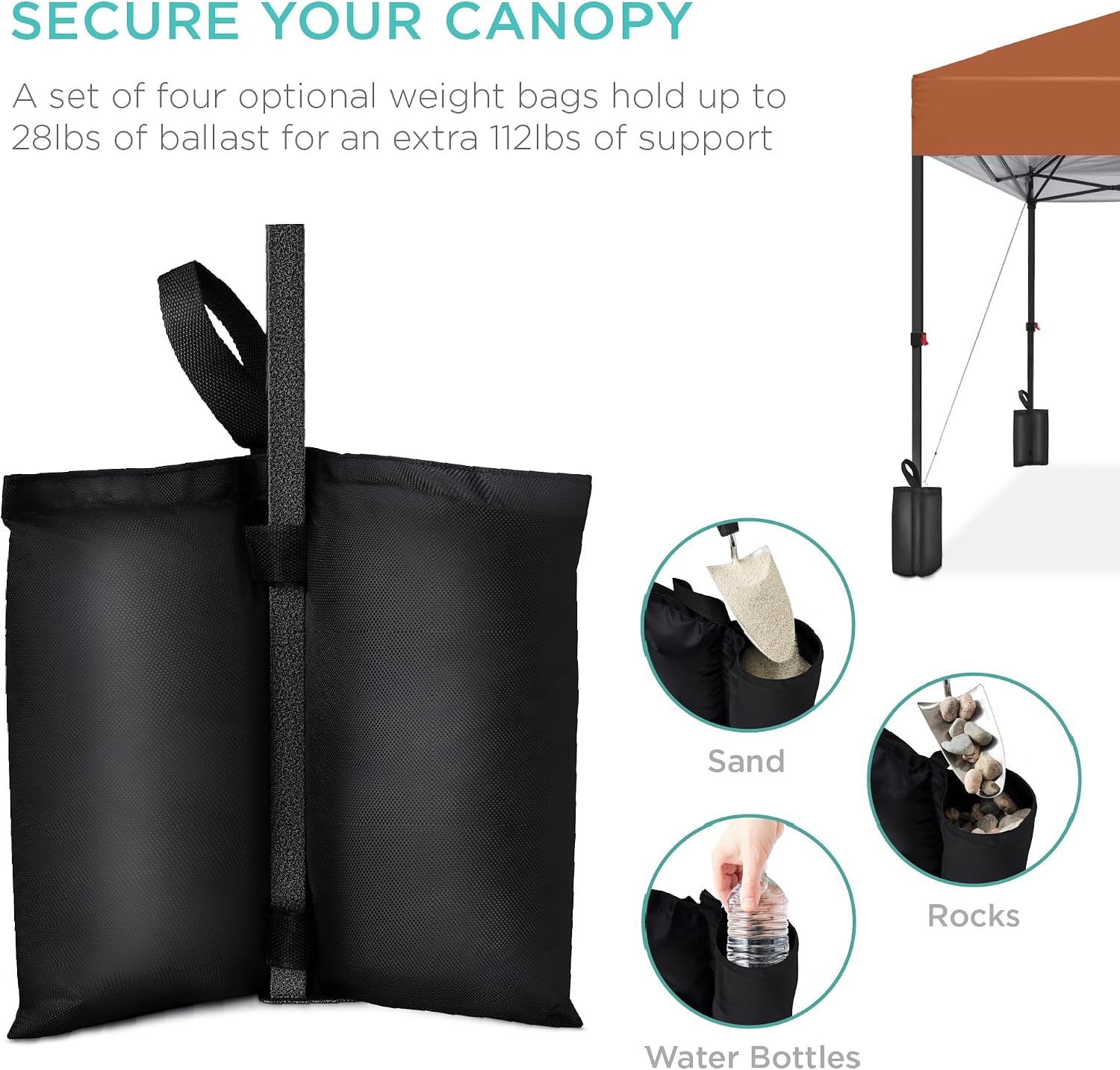 Best Choice Products 10x10ft Pop Up Canopy Tent, Outdoor Shade, 1 Person 1 Minute Set Up, Carry Case, 4 Weight Bags - White