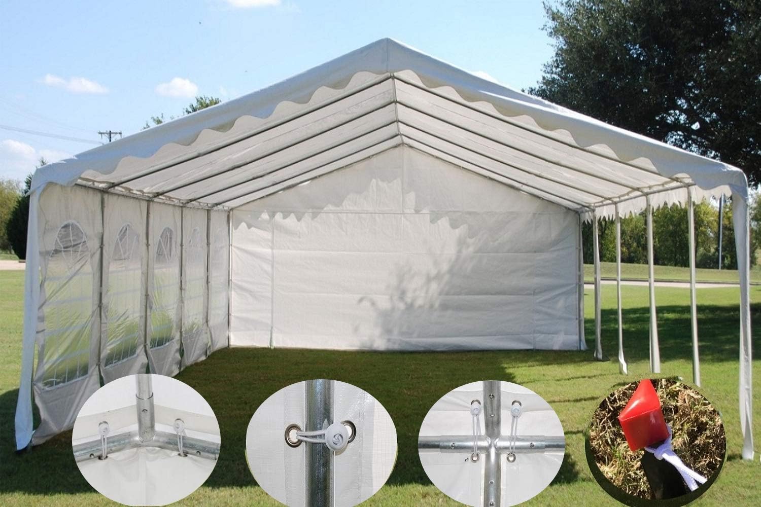 DELTA 26'x16' Budget PE Party Tent + (2) Long Bags + (1) Short Bag, Tents for Parties, Canopy Carpas para Fiestas,Wedding Event Tents for Outdoor Events (B Model)