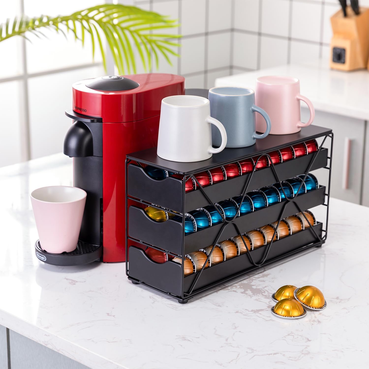 FlagShip Nespresso Vertuo Pod Holder 60 Large Pods Capacity 3 Tier